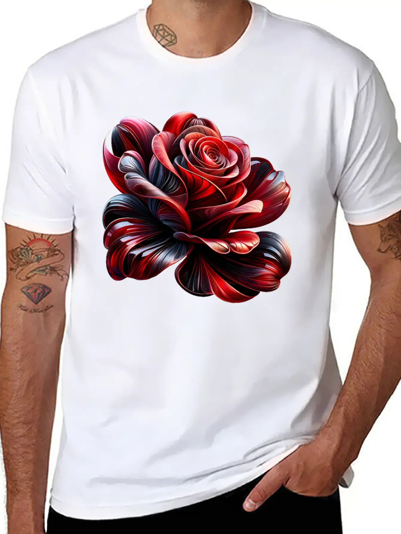 Artistic Abstract Rose Stylish Everyday T-Shirt – Unisex Basic Cotton Tee