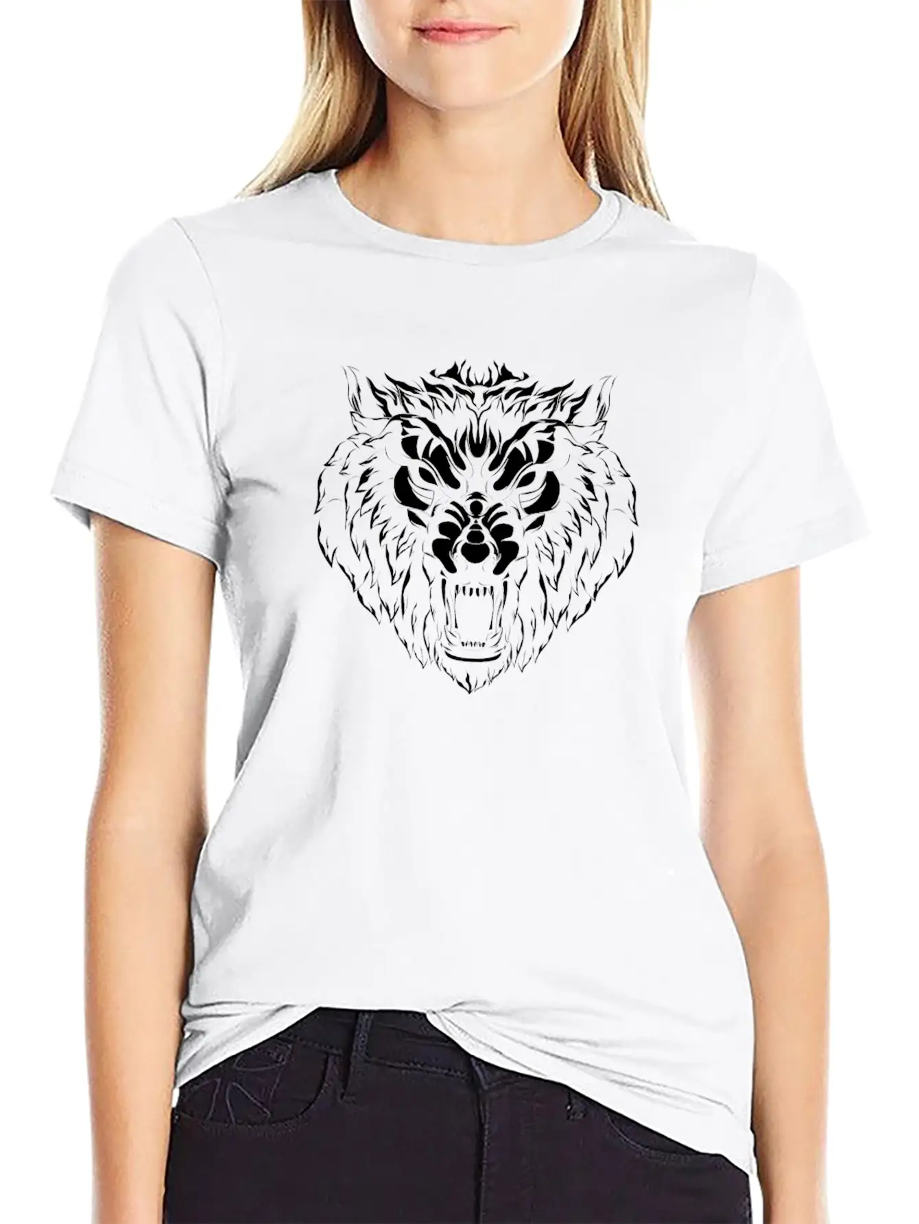 Artsy Wolf Head Howling Badass Wild Animal Gift Timeless Short Sleeve Tee – Comfy And Minimalist Design
