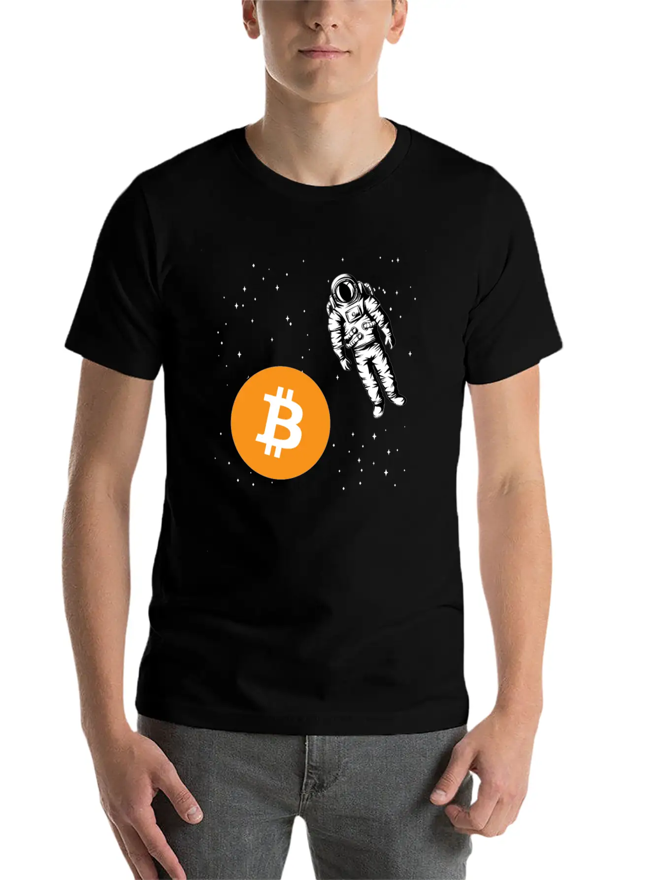 Astronaut BTC To The Moon Crypto Trader Bitcoin Basic Graphic T-Shirt – Daily Comfort In Soft Cotton