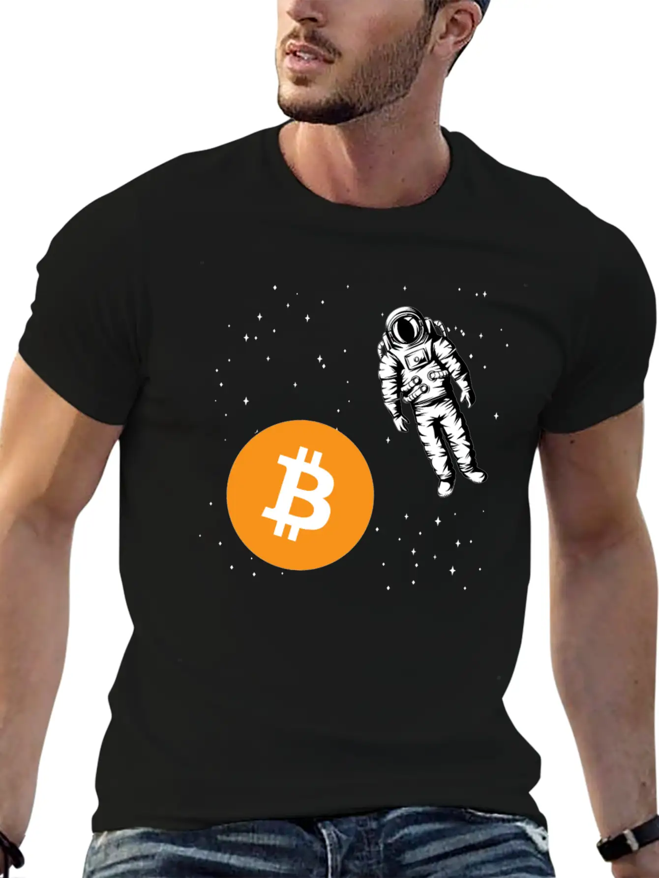 Astronaut BTC To The Moon Crypto Trader Bitcoin Basic Graphic T-Shirt – Daily Comfort In Soft Cotton