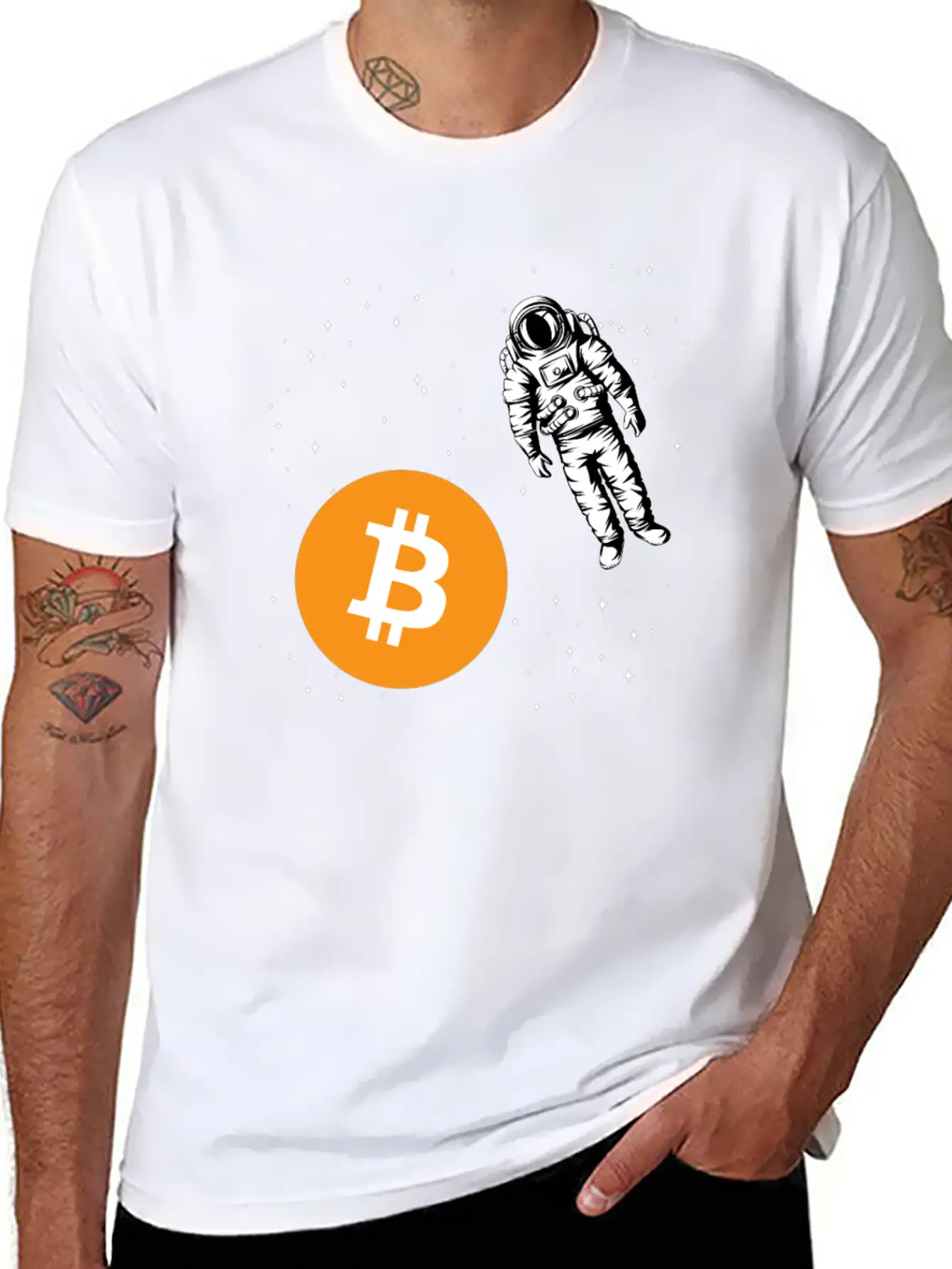 Astronaut BTC To The Moon Crypto Trader Bitcoin Basic Graphic T-Shirt – Daily Comfort In Soft Cotton