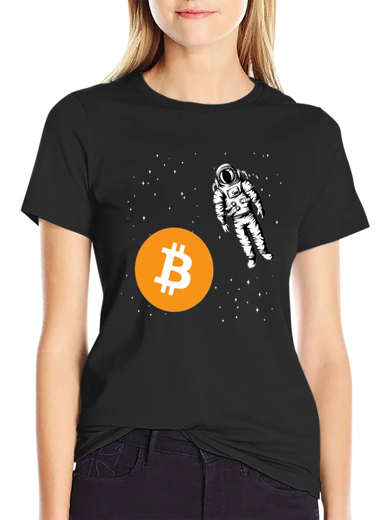 Astronaut BTC To The Moon Crypto Trader Bitcoin Basic Graphic T-Shirt – Daily Comfort In Soft Cotton