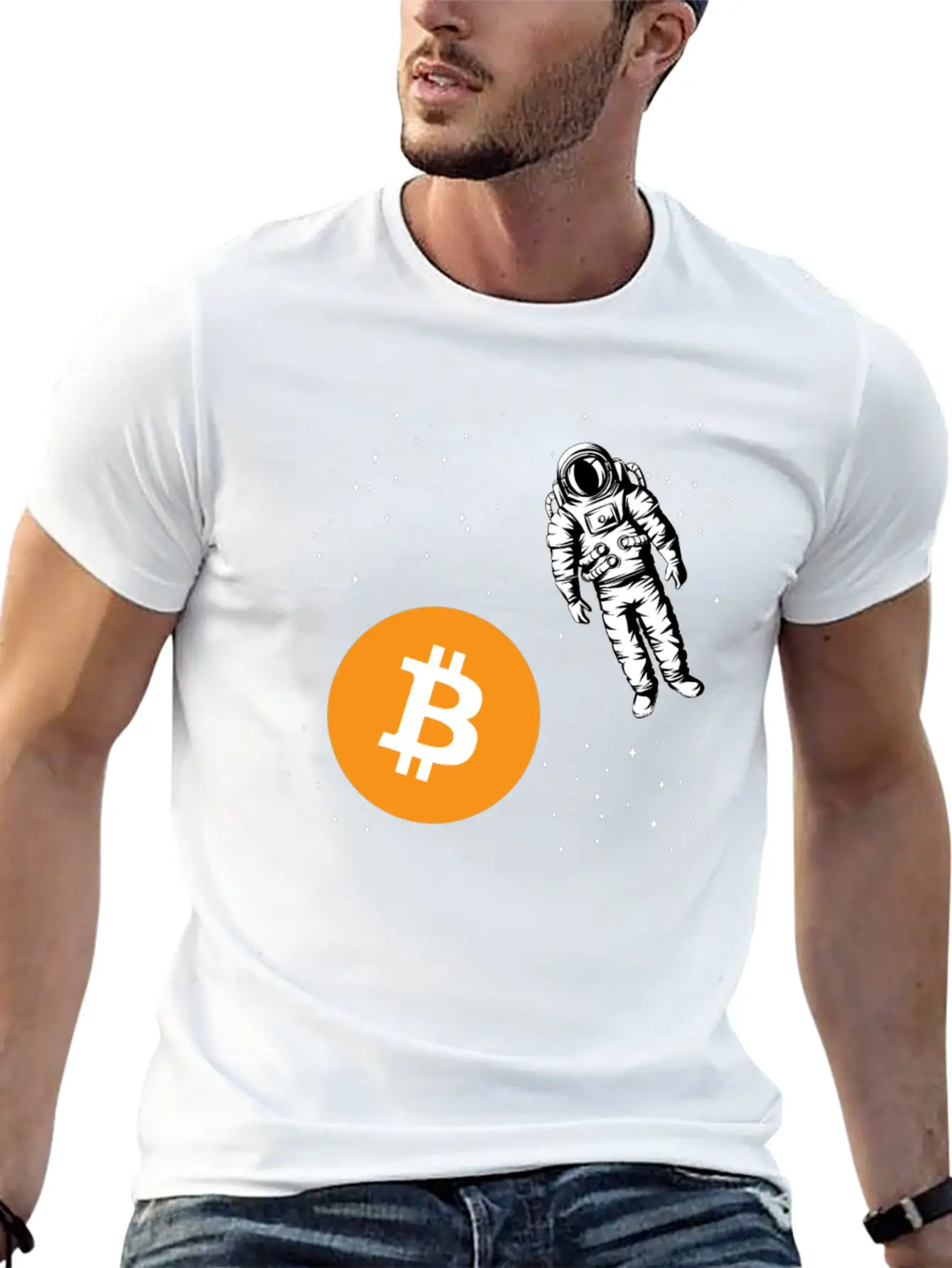 Astronaut BTC To The Moon Crypto Trader Bitcoin Basic Graphic T-Shirt – Daily Comfort In Soft Cotton