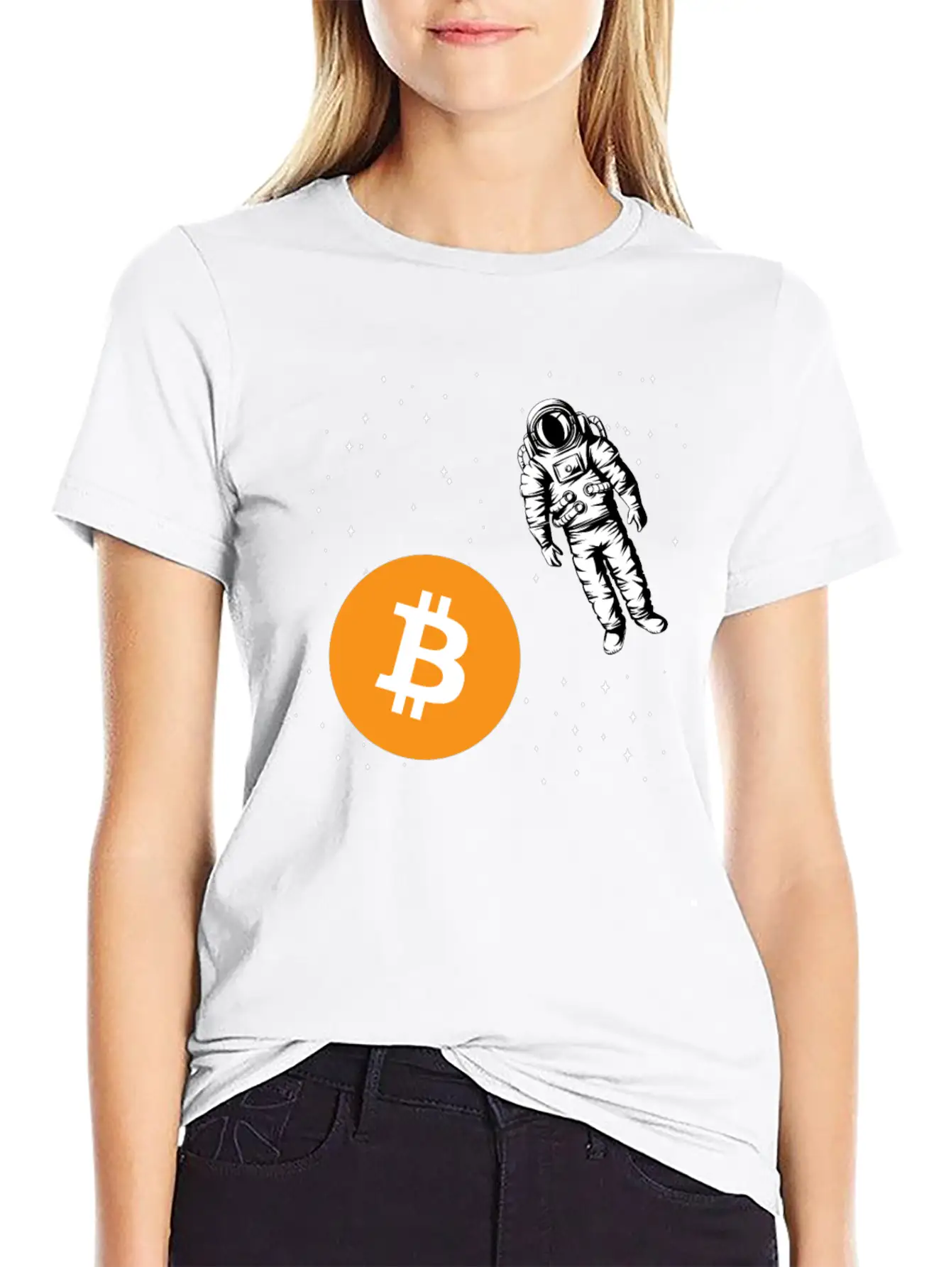 Astronaut BTC To The Moon Crypto Trader Bitcoin Basic Graphic T-Shirt – Daily Comfort In Soft Cotton