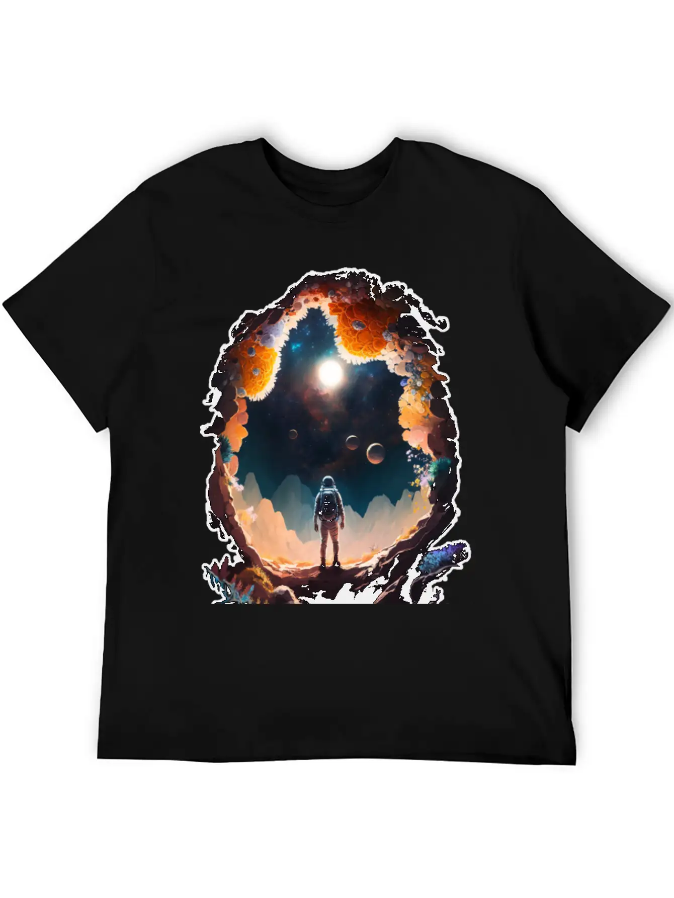 Astronaut Gazing At Stars Surreal Sci-Fi Universe Comfortable Minimalist Graphic Tee – Summer Style Essential