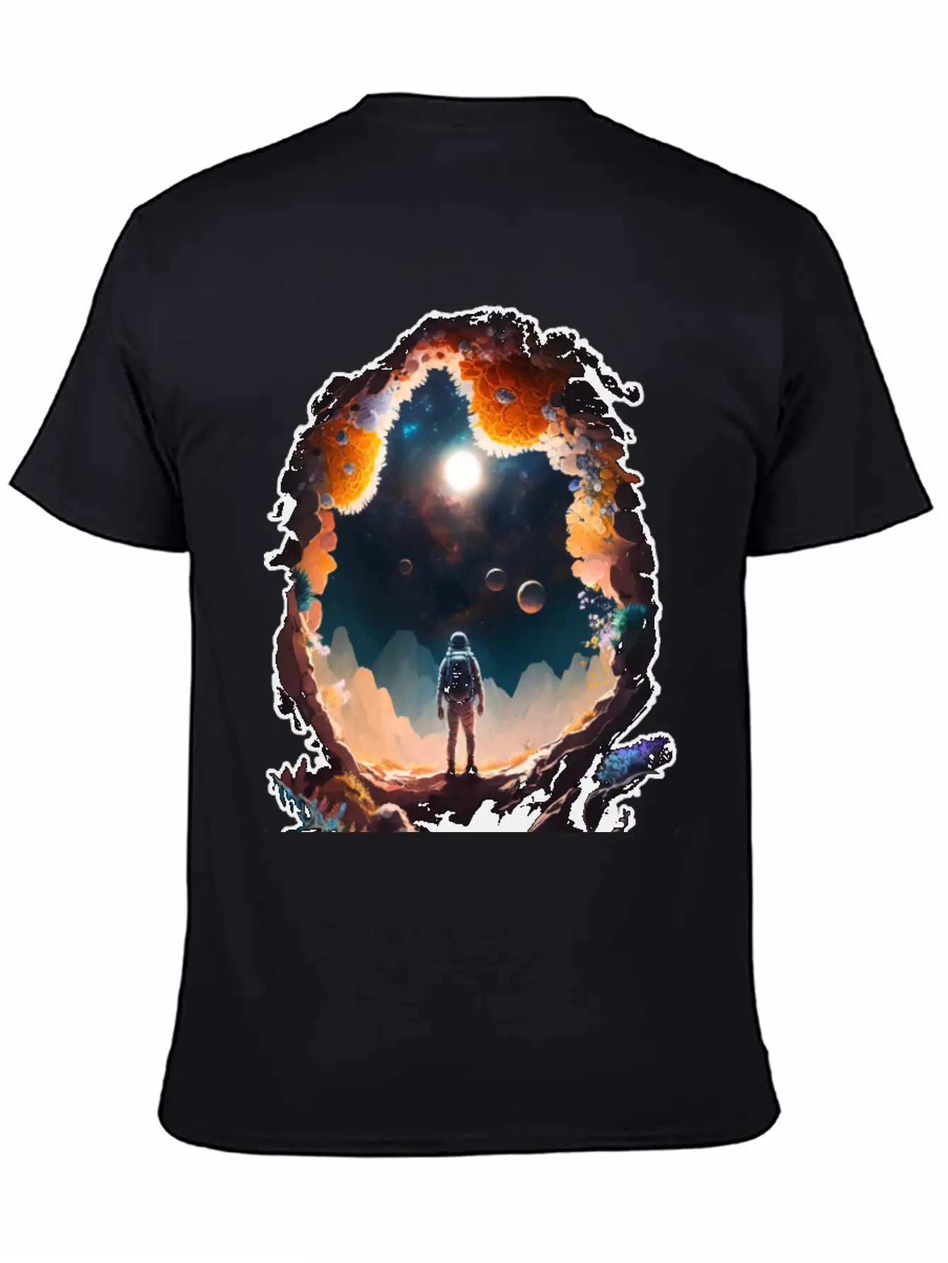 Astronaut Gazing At Stars Surreal Sci-Fi Universe Comfortable Minimalist Graphic Tee – Summer Style Essential