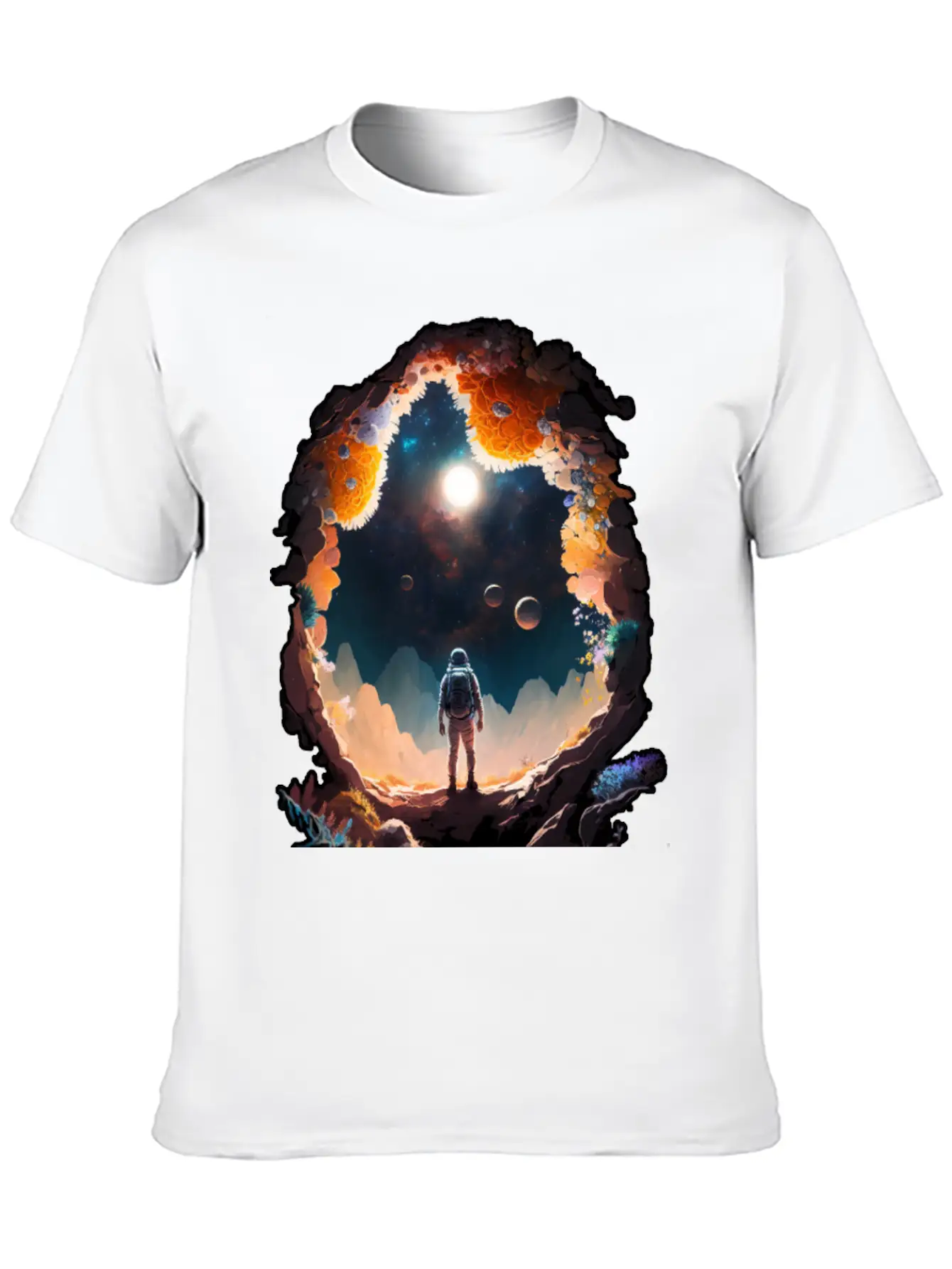 Astronaut Gazing At Stars Surreal Sci-Fi Universe Comfortable Minimalist Graphic Tee – Summer Style Essential