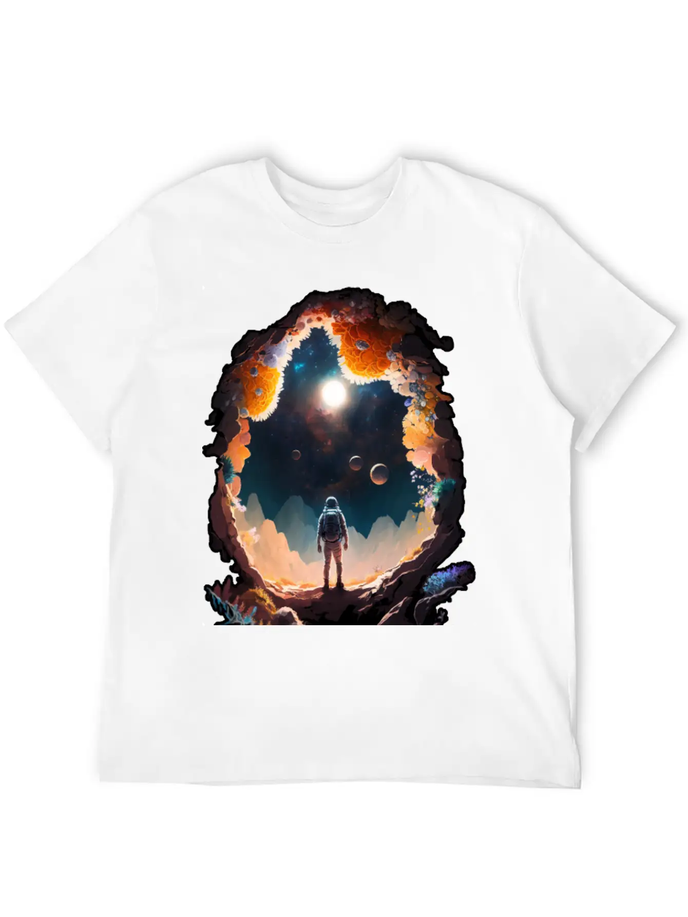 Astronaut Gazing At Stars Surreal Sci-Fi Universe Comfortable Minimalist Graphic Tee – Summer Style Essential