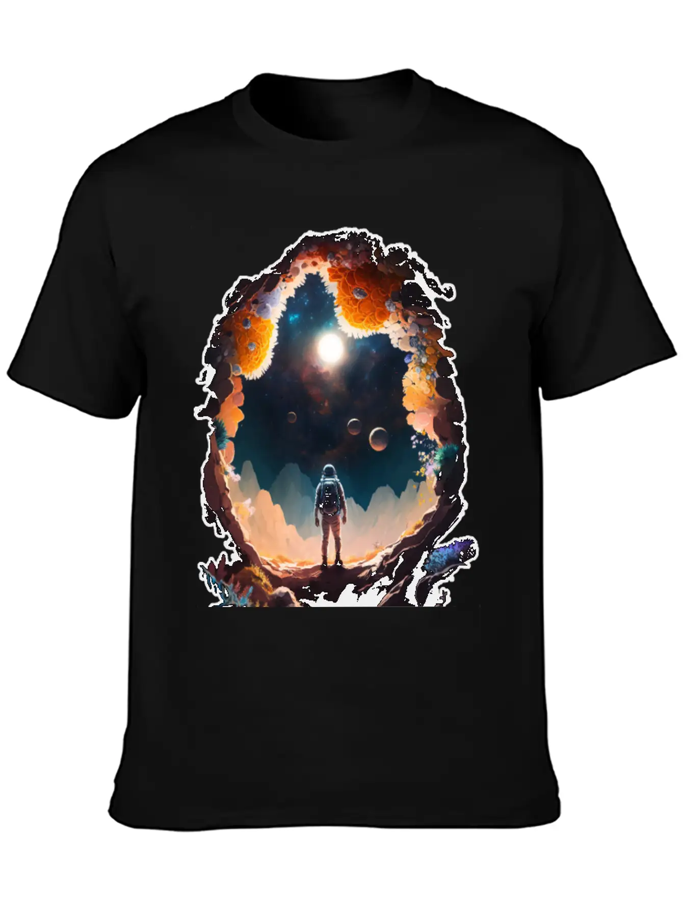 Astronaut Gazing At Stars Surreal Sci-Fi Universe Comfortable Minimalist Graphic Tee – Summer Style Essential