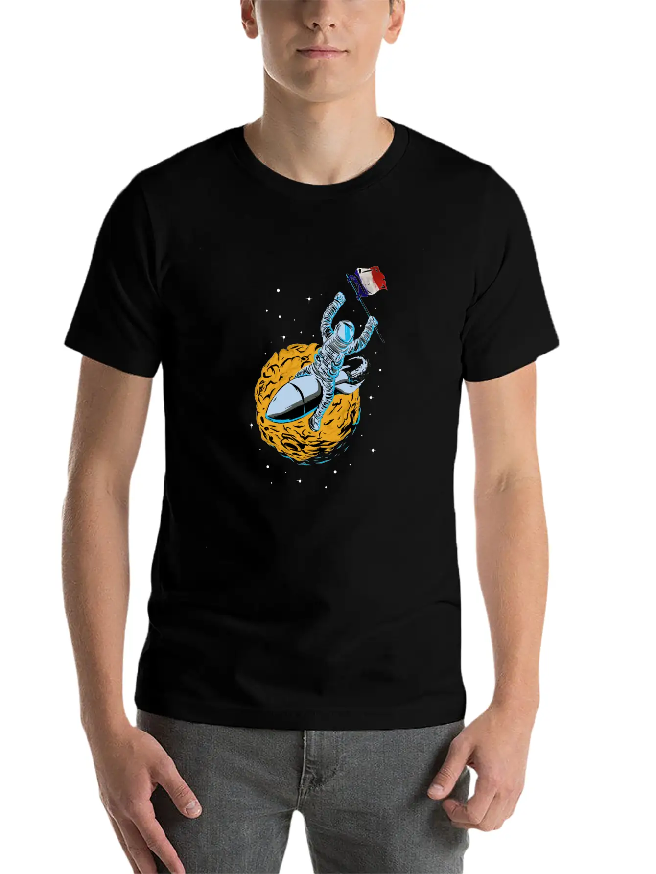 Astronaut Space Flag France Comfortable Minimalist Graphic Tee – Summer Style Essential