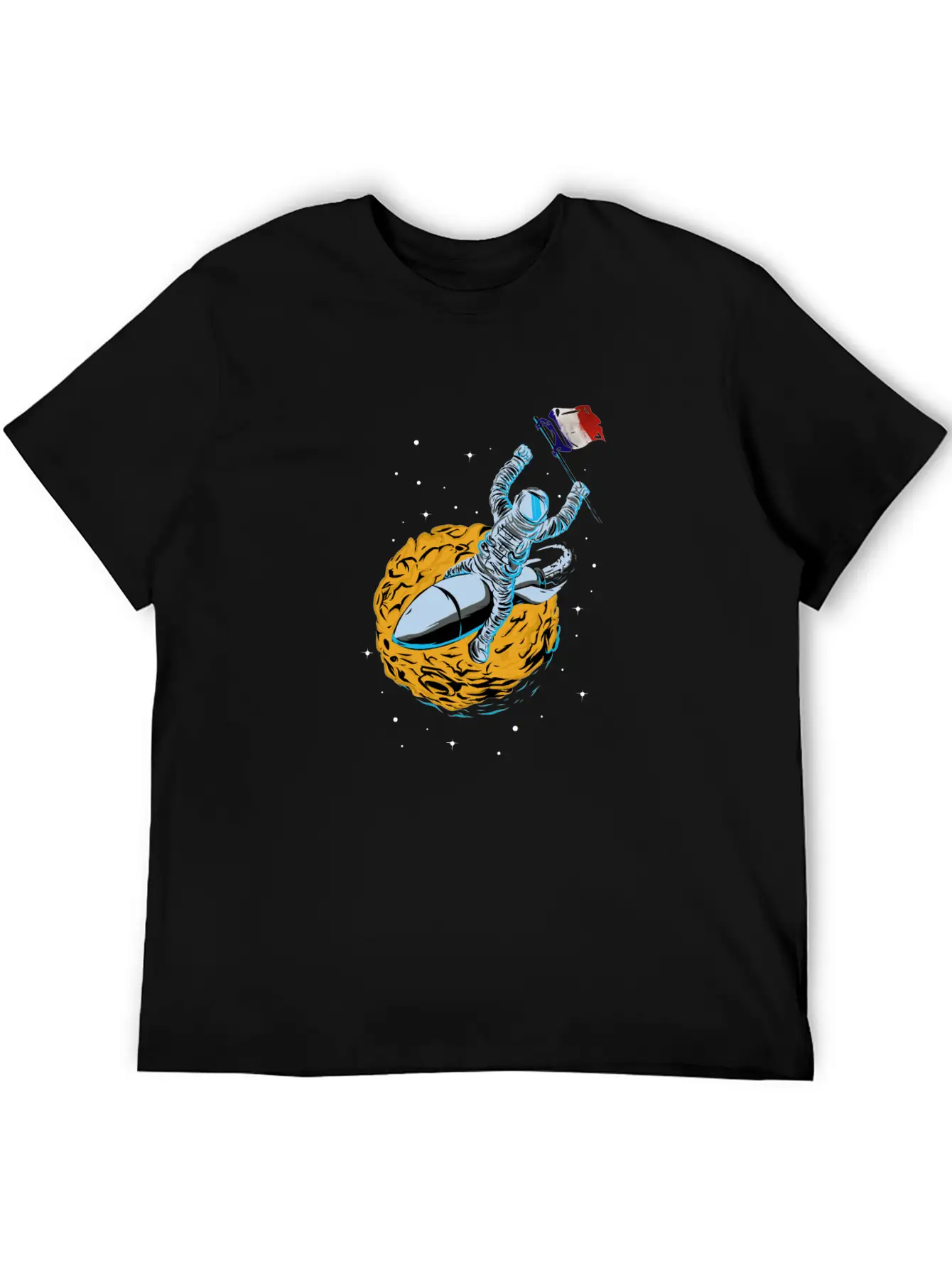 Astronaut Space Flag France Comfortable Minimalist Graphic Tee – Summer Style Essential