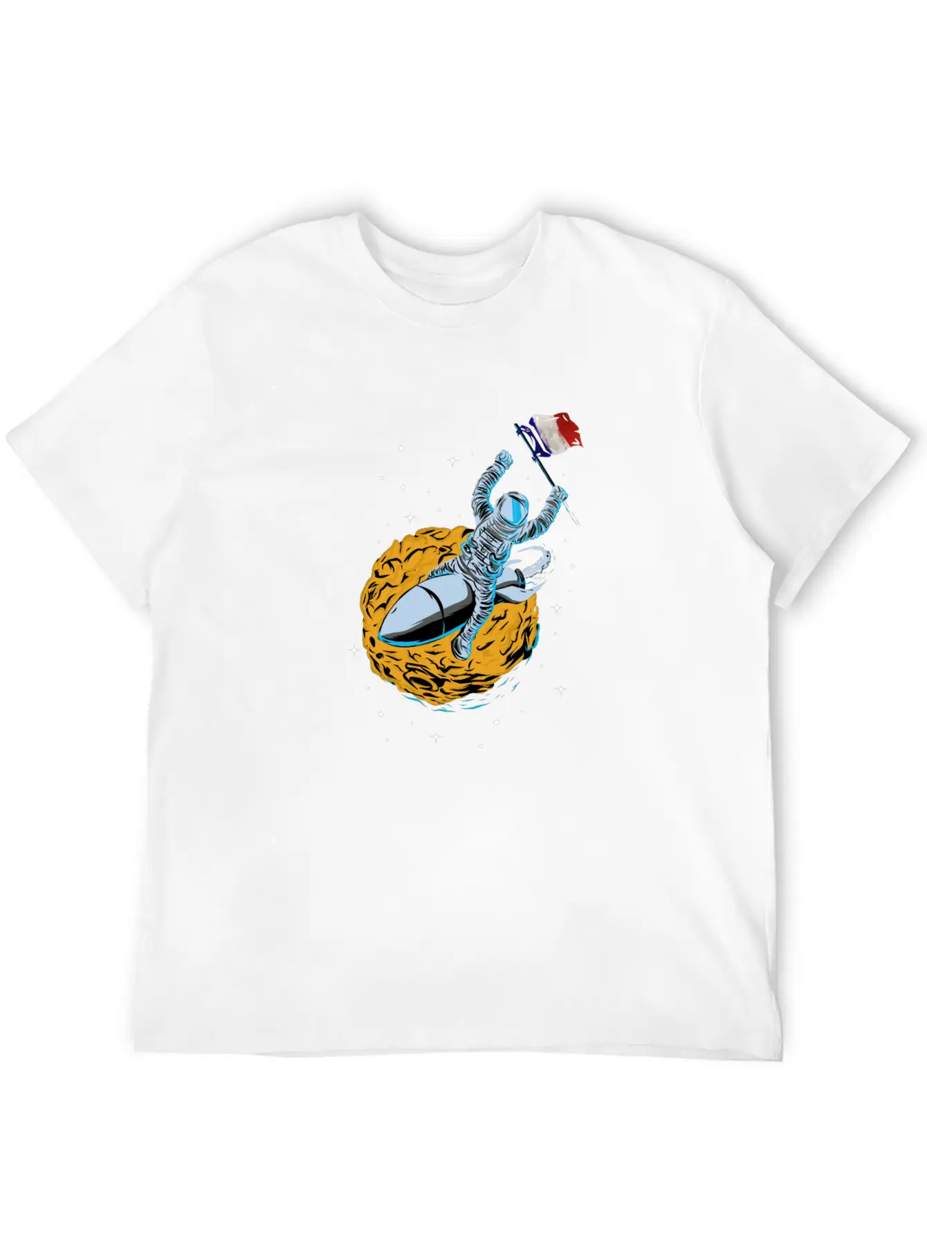 Astronaut Space Flag France Comfortable Minimalist Graphic Tee – Summer Style Essential