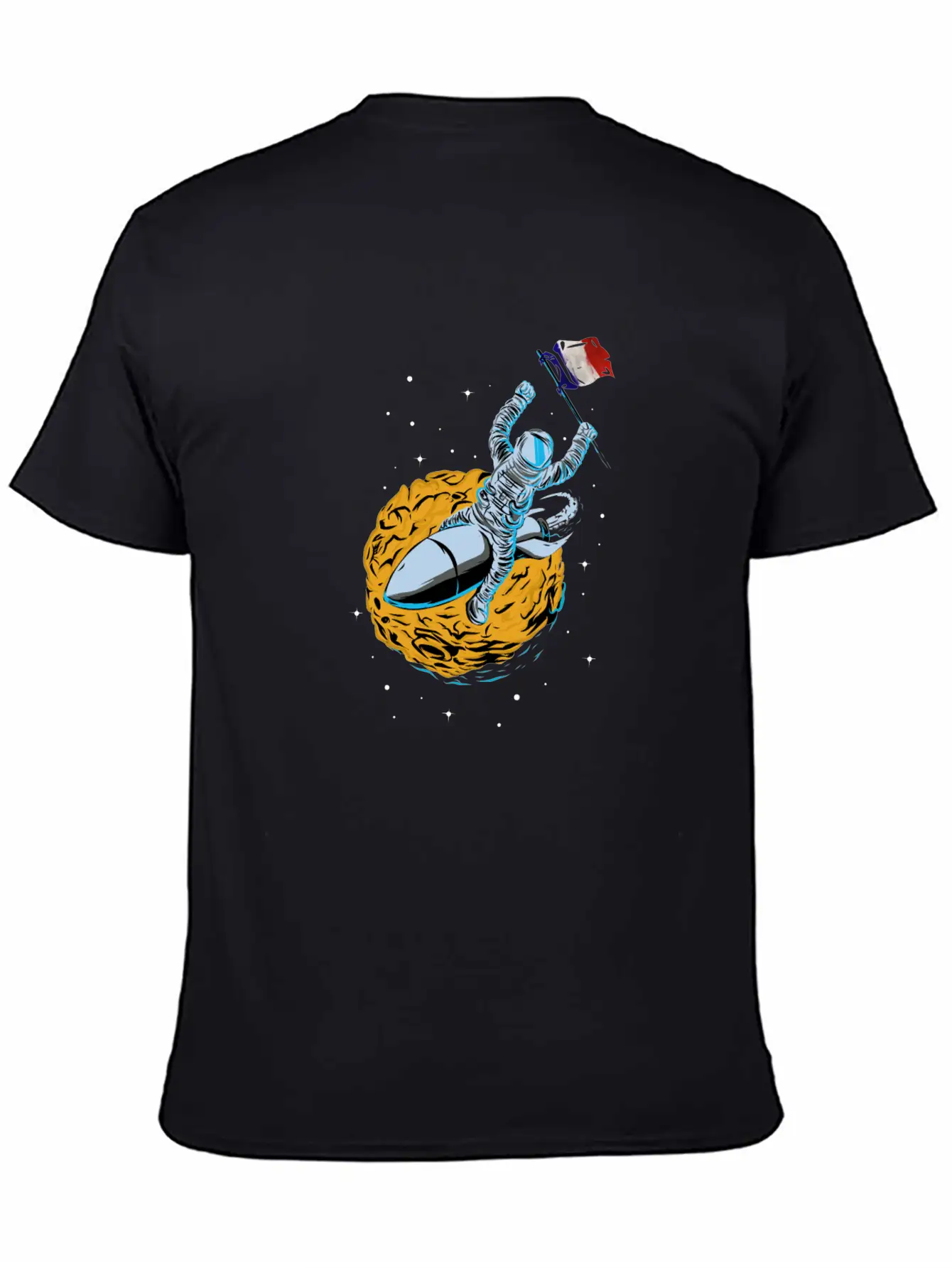 Astronaut Space Flag France Comfortable Minimalist Graphic Tee – Summer Style Essential