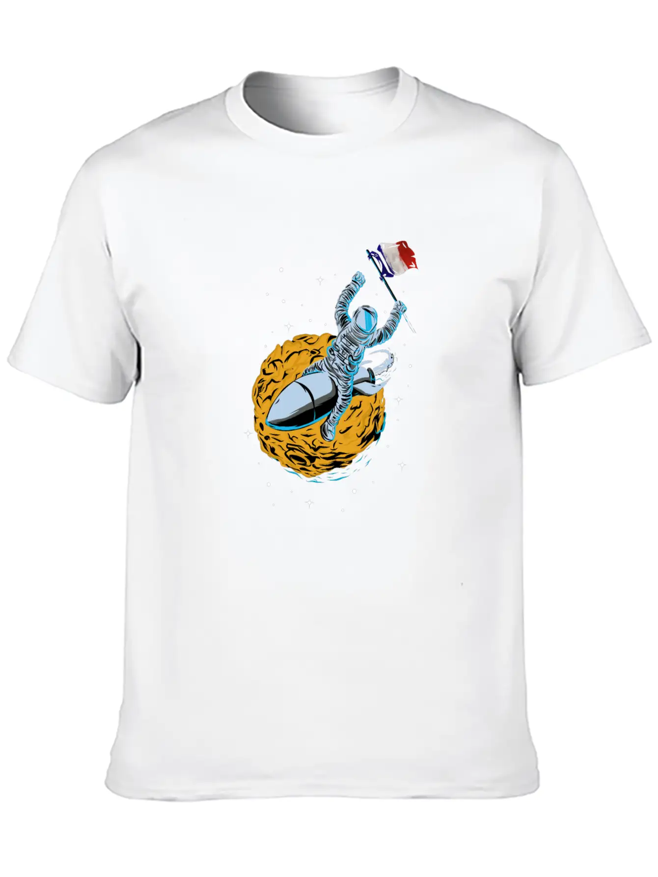 Astronaut Space Flag France Comfortable Minimalist Graphic Tee – Summer Style Essential