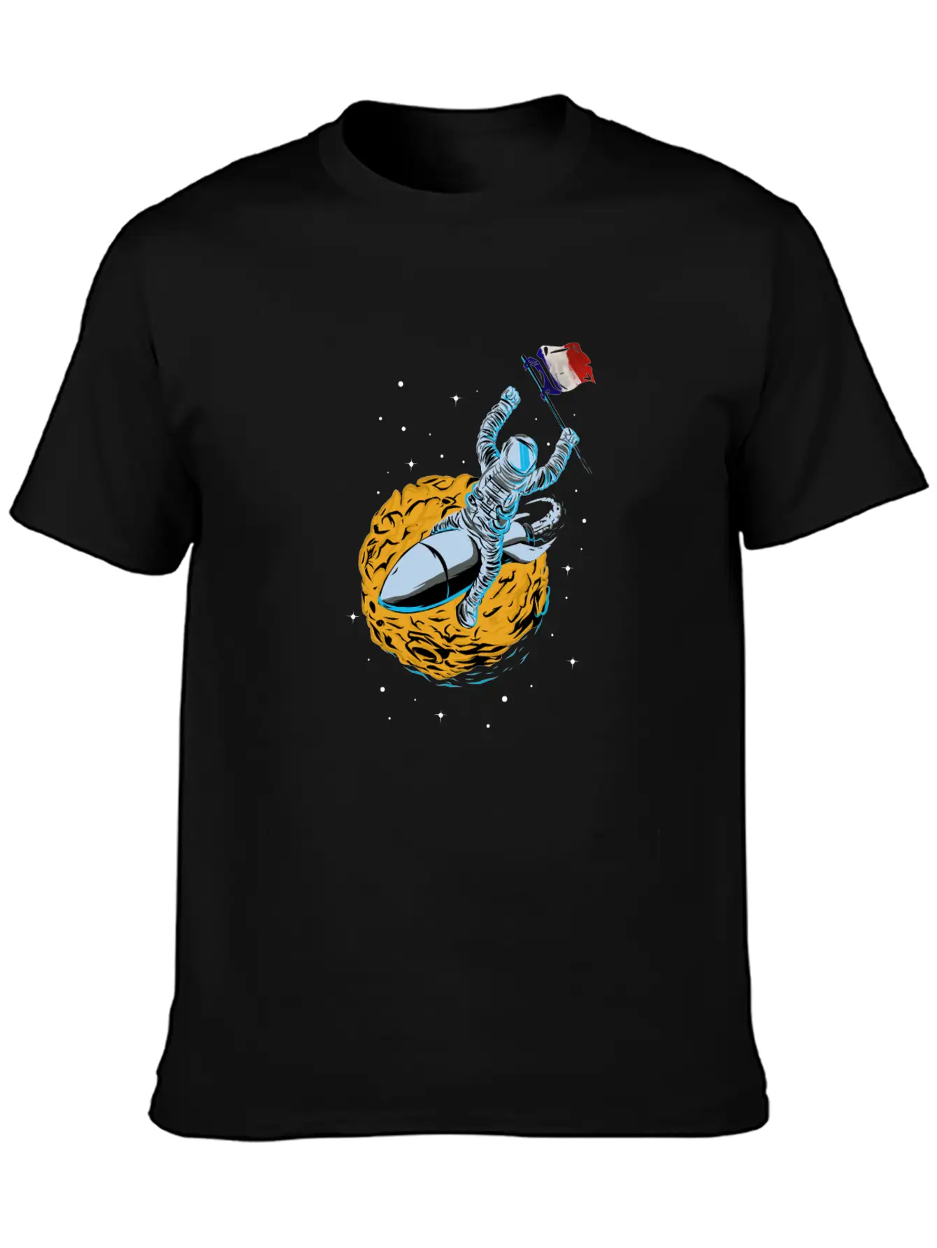 Astronaut Space Flag France Comfortable Minimalist Graphic Tee – Summer Style Essential