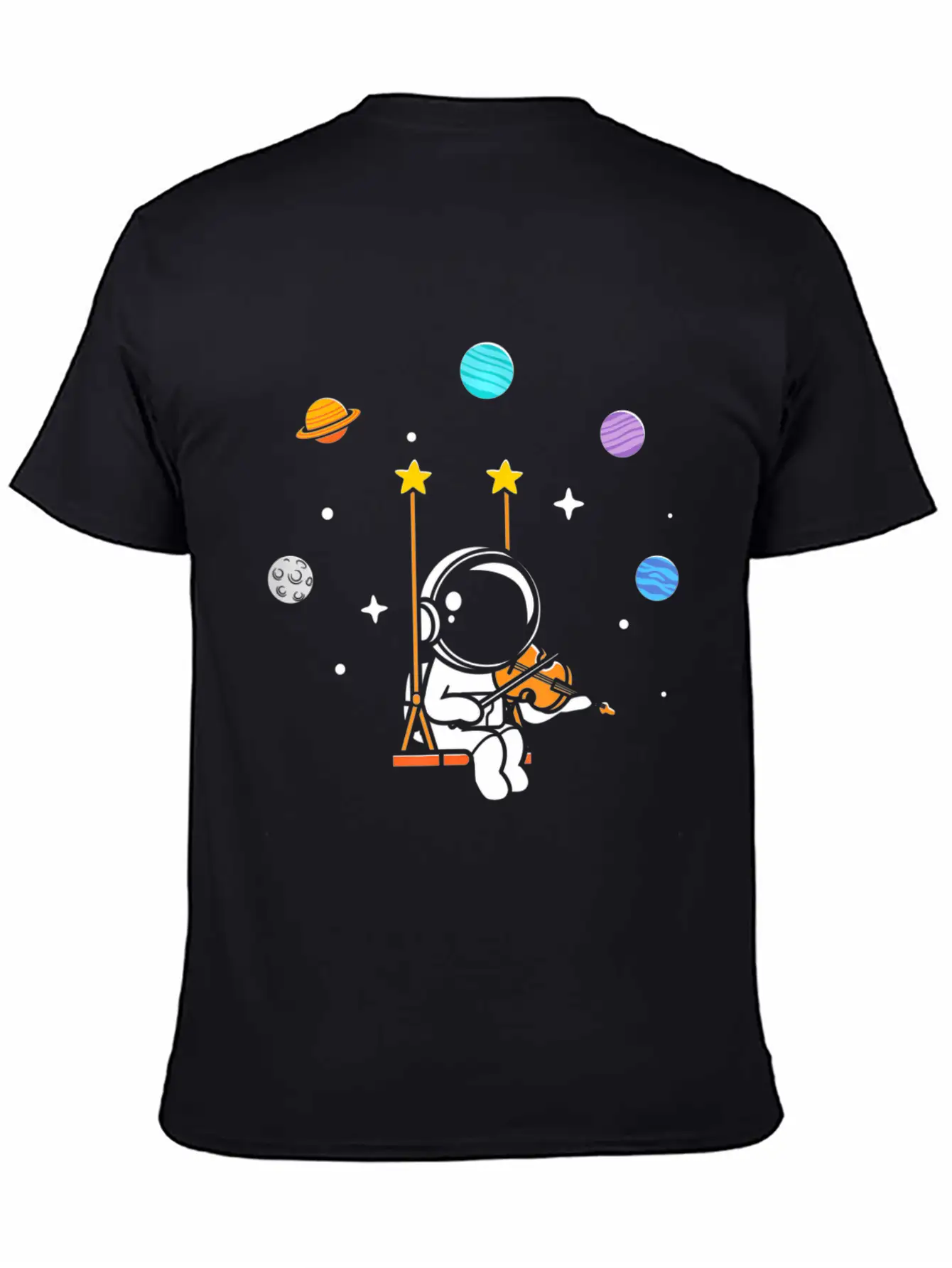 Astronaut Violin Player Violinist Viola Classical Unisex Short Sleeve Soft Cotton T-Shirt – Casual Everyday Wear