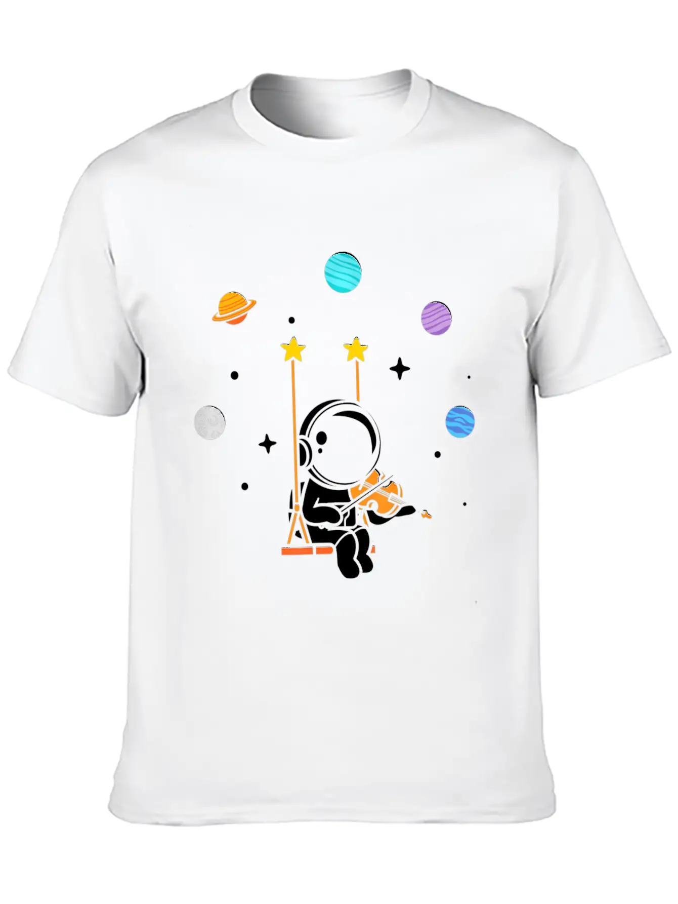 Astronaut Violin Player Violinist Viola Classical Unisex Short Sleeve Soft Cotton T-Shirt – Casual Everyday Wear