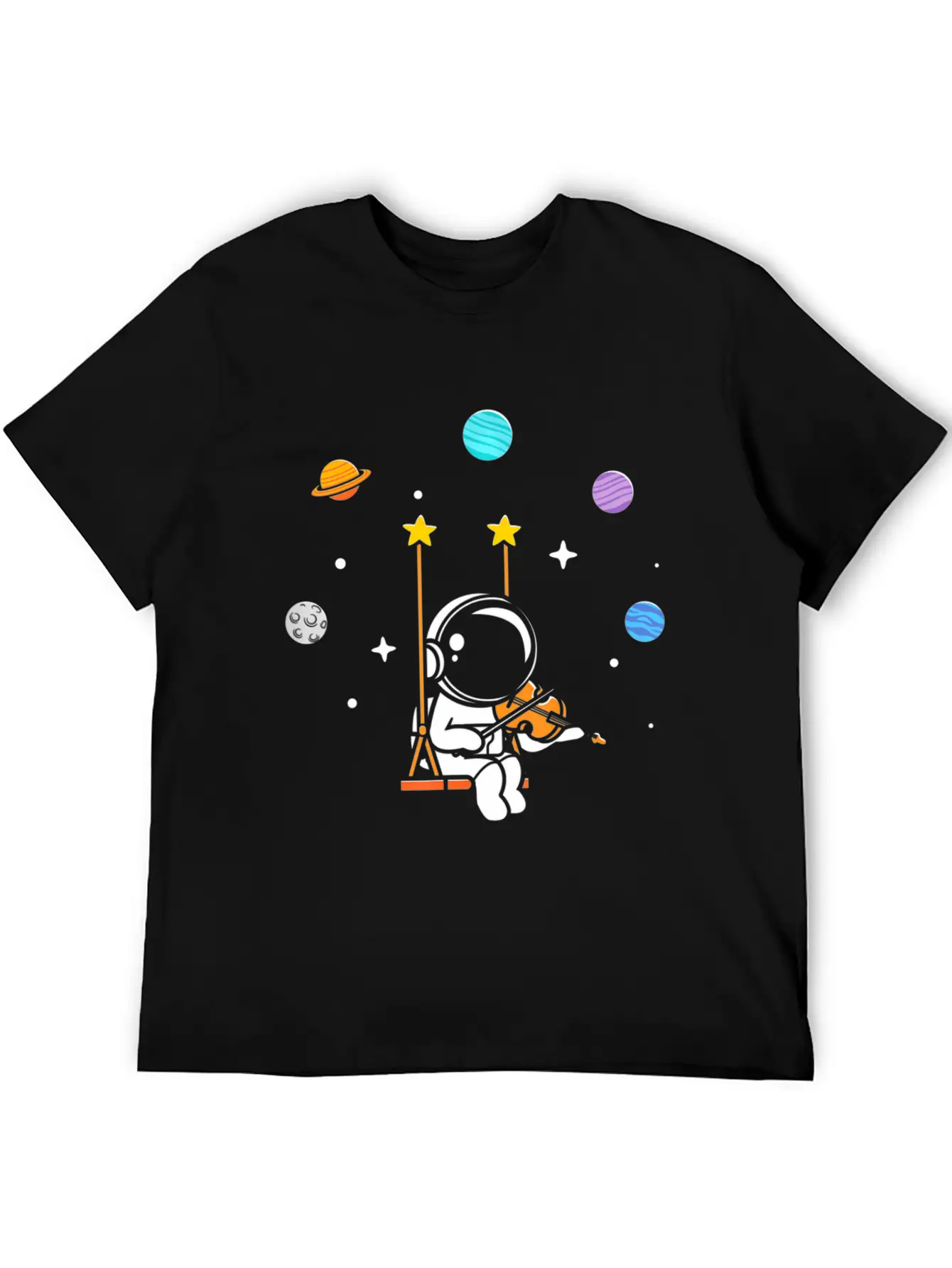 Astronaut Violin Player Violinist Viola Classical Unisex Short Sleeve Soft Cotton T-Shirt – Casual Everyday Wear