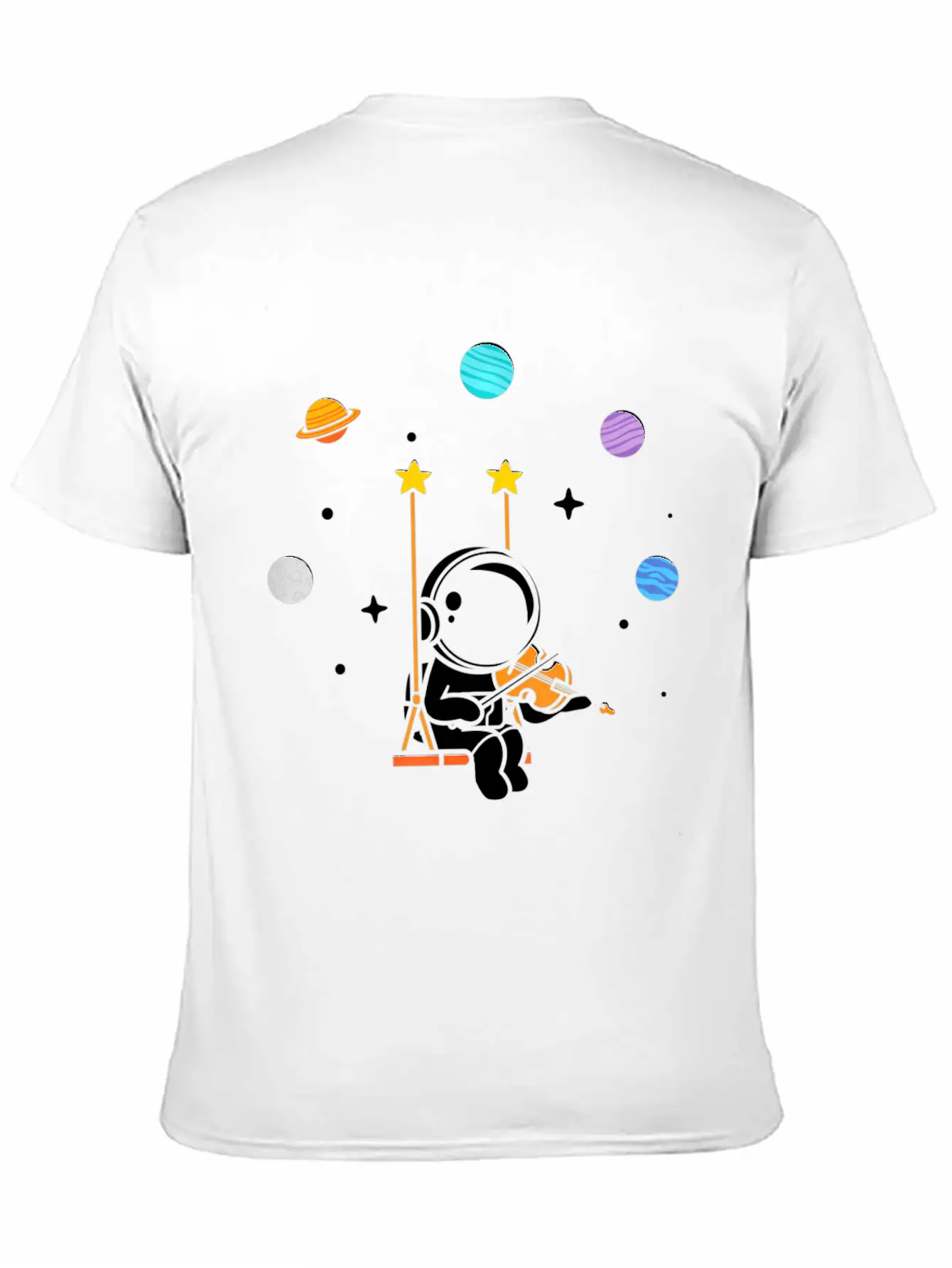 Astronaut Violin Player Violinist Viola Classical Unisex Short Sleeve Soft Cotton T-Shirt – Casual Everyday Wear