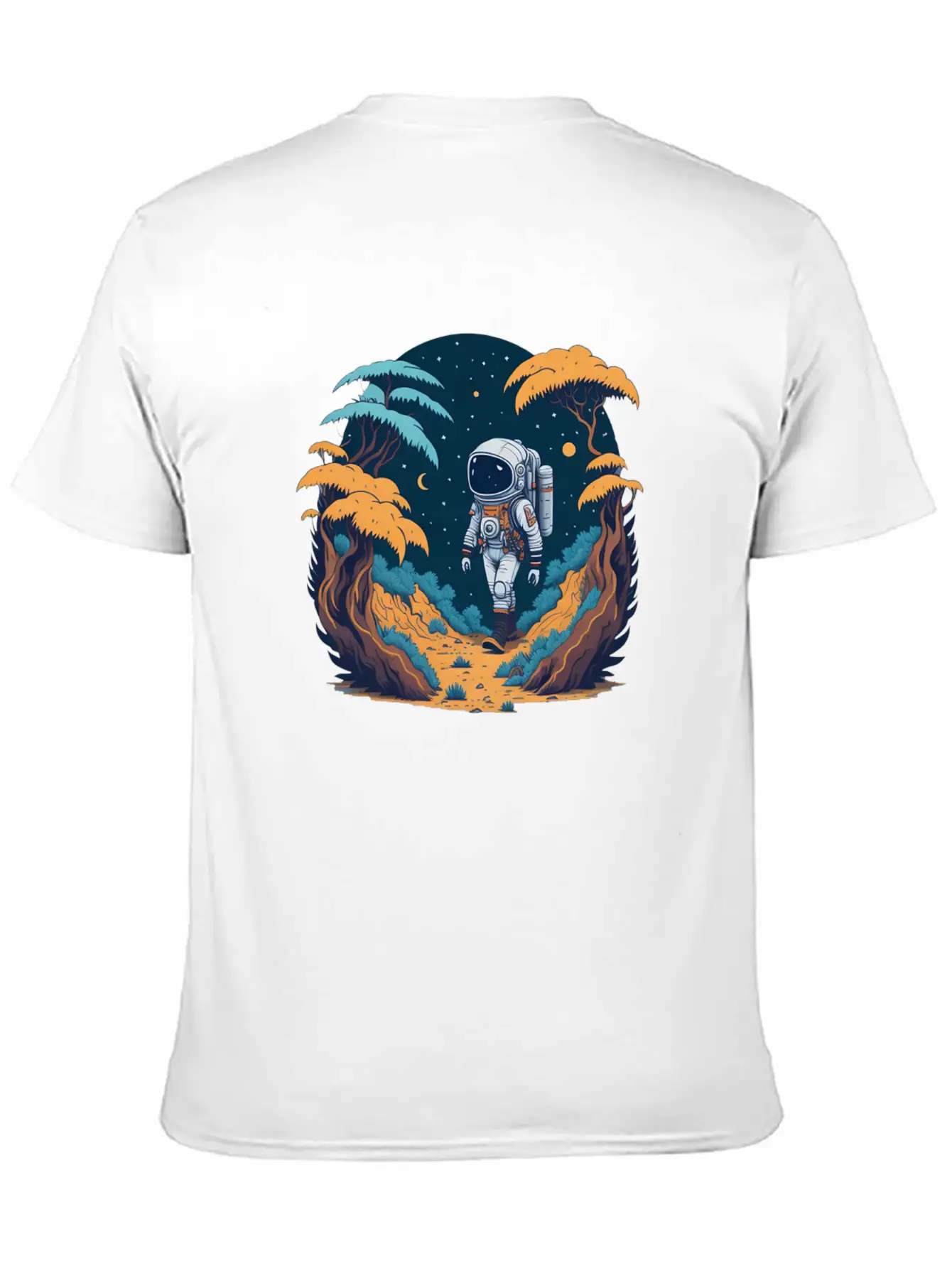 Astronaut Walking In The Jungle Basic Graphic T-Shirt – Daily Comfort In Soft Cotton