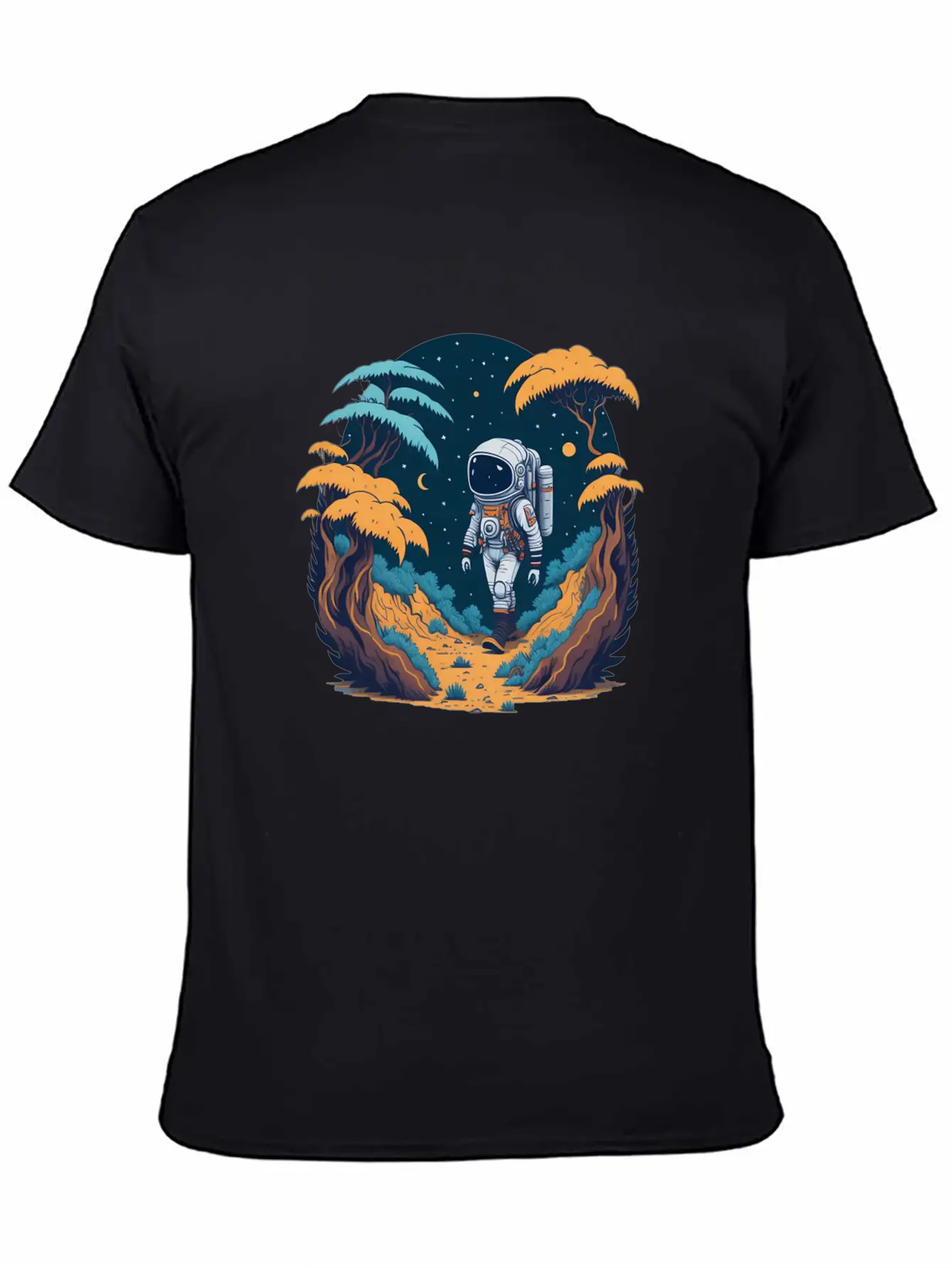 Astronaut Walking In The Jungle Basic Graphic T-Shirt – Daily Comfort In Soft Cotton