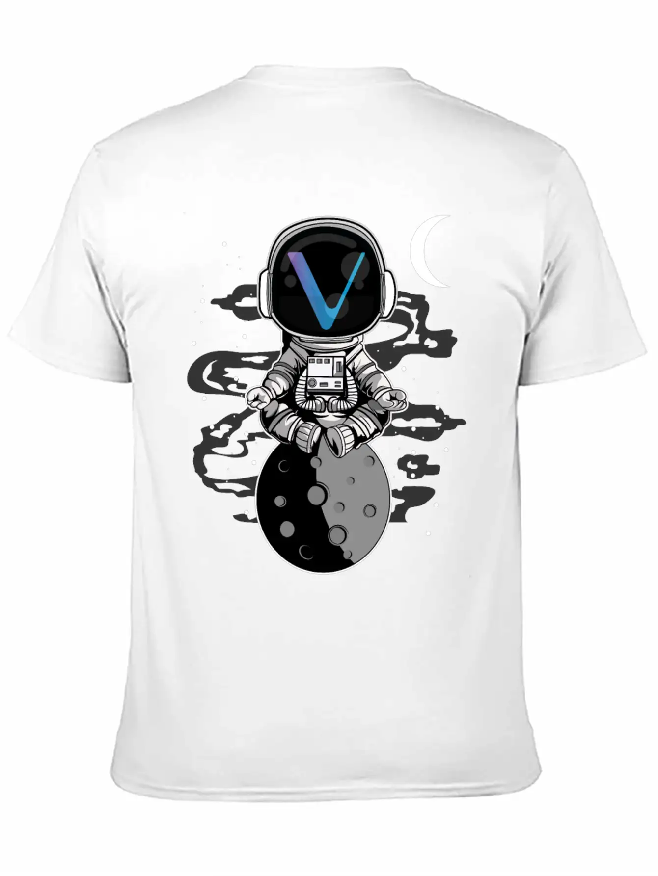Astronaut Yoga Vechain VET To The Moon Crypto Essential Unisex Summer Tee – Soft Cotton Casual Fit