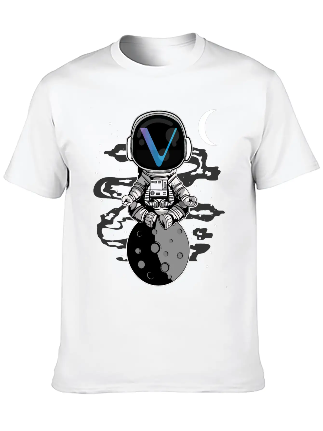 Astronaut Yoga Vechain VET To The Moon Crypto Essential Unisex Summer Tee – Soft Cotton Casual Fit