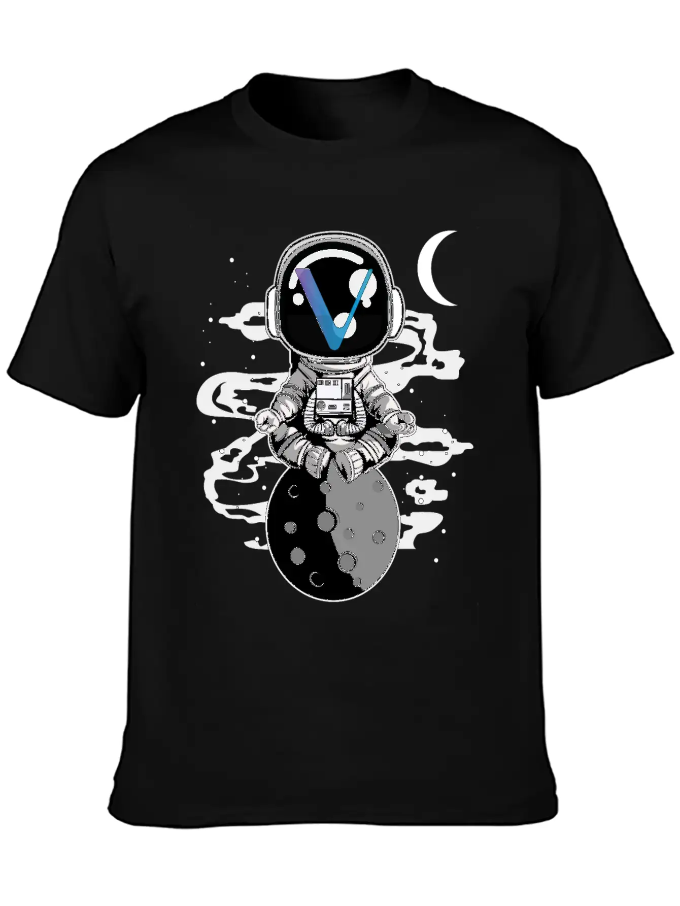 Astronaut Yoga Vechain VET To The Moon Crypto Essential Unisex Summer Tee – Soft Cotton Casual Fit