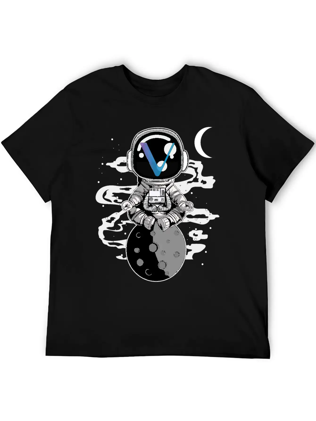 Astronaut Yoga Vechain VET To The Moon Crypto Essential Unisex Summer Tee – Soft Cotton Casual Fit