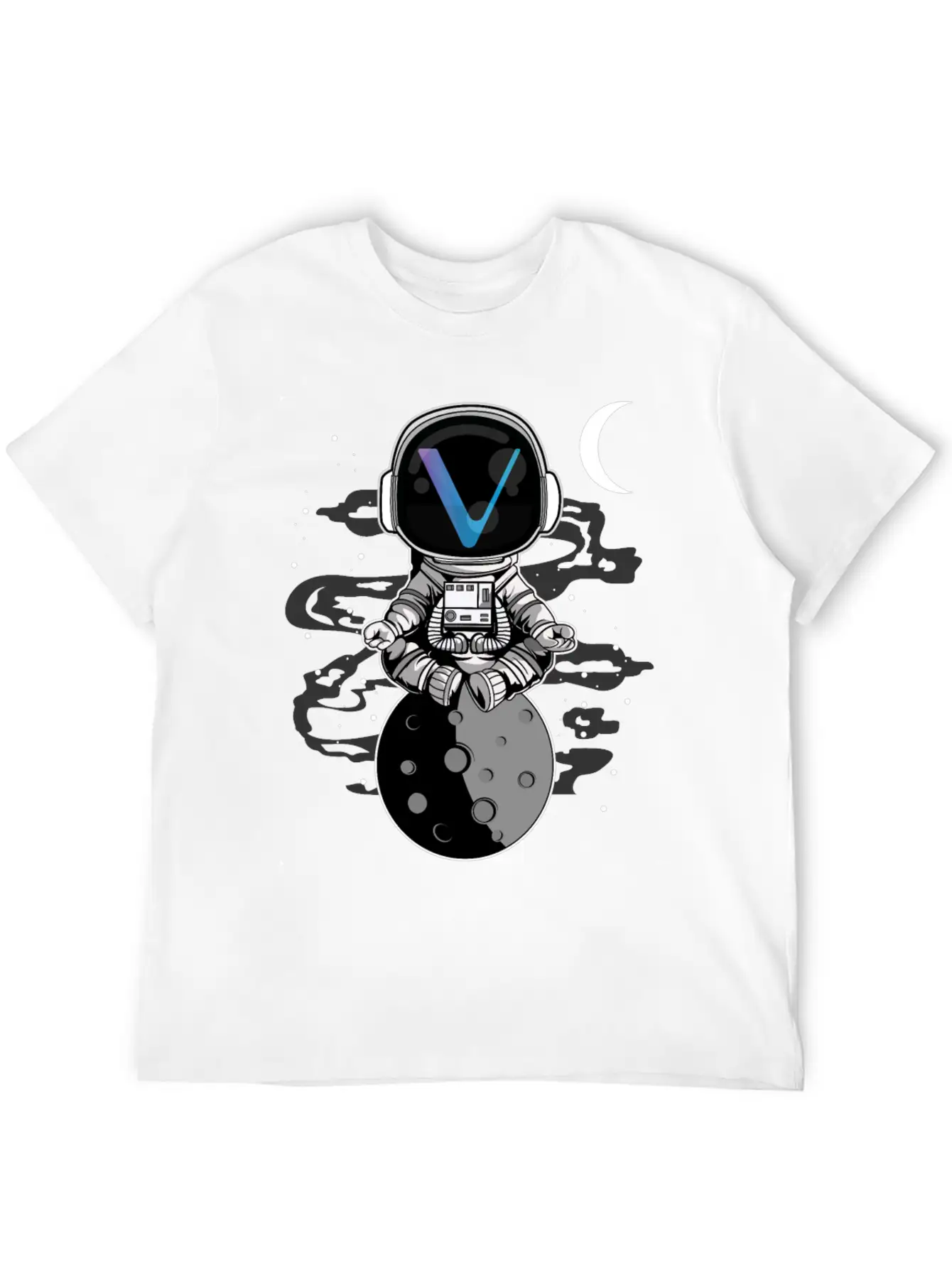 Astronaut Yoga Vechain VET To The Moon Crypto Essential Unisex Summer Tee – Soft Cotton Casual Fit