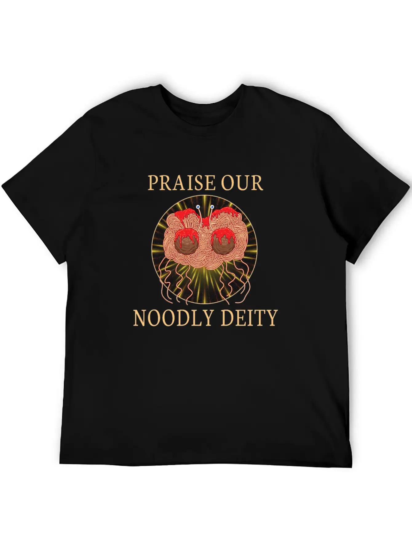 Atheist Atheism Flying Spaghetti Pastafarianism Stylish Everyday T-Shirt – Unisex Basic Cotton Tee