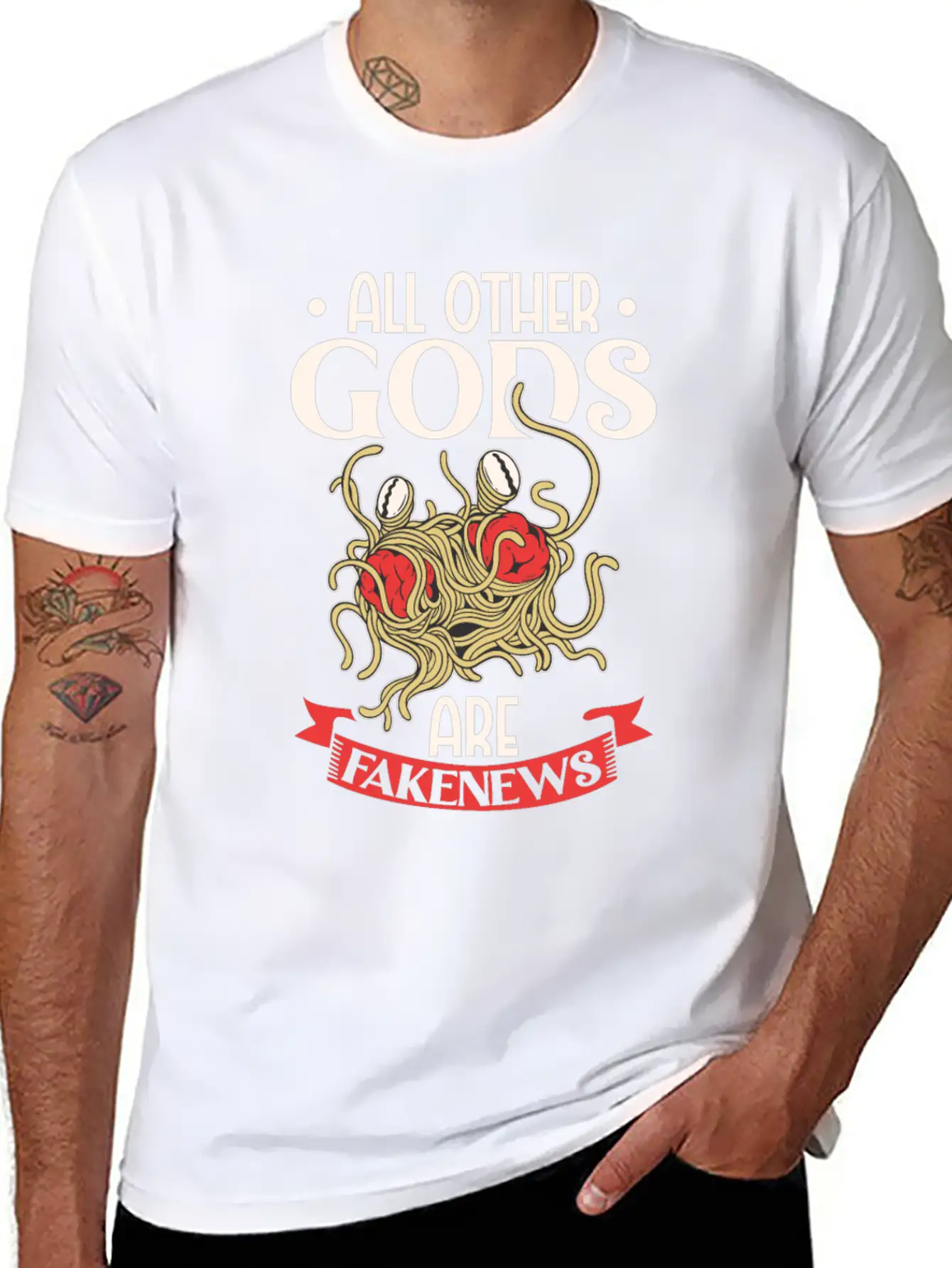 Atheist Atheism Flying Spaghetti Pastafarianism Timeless Short Sleeve Tee – Comfy And Minimalist Design