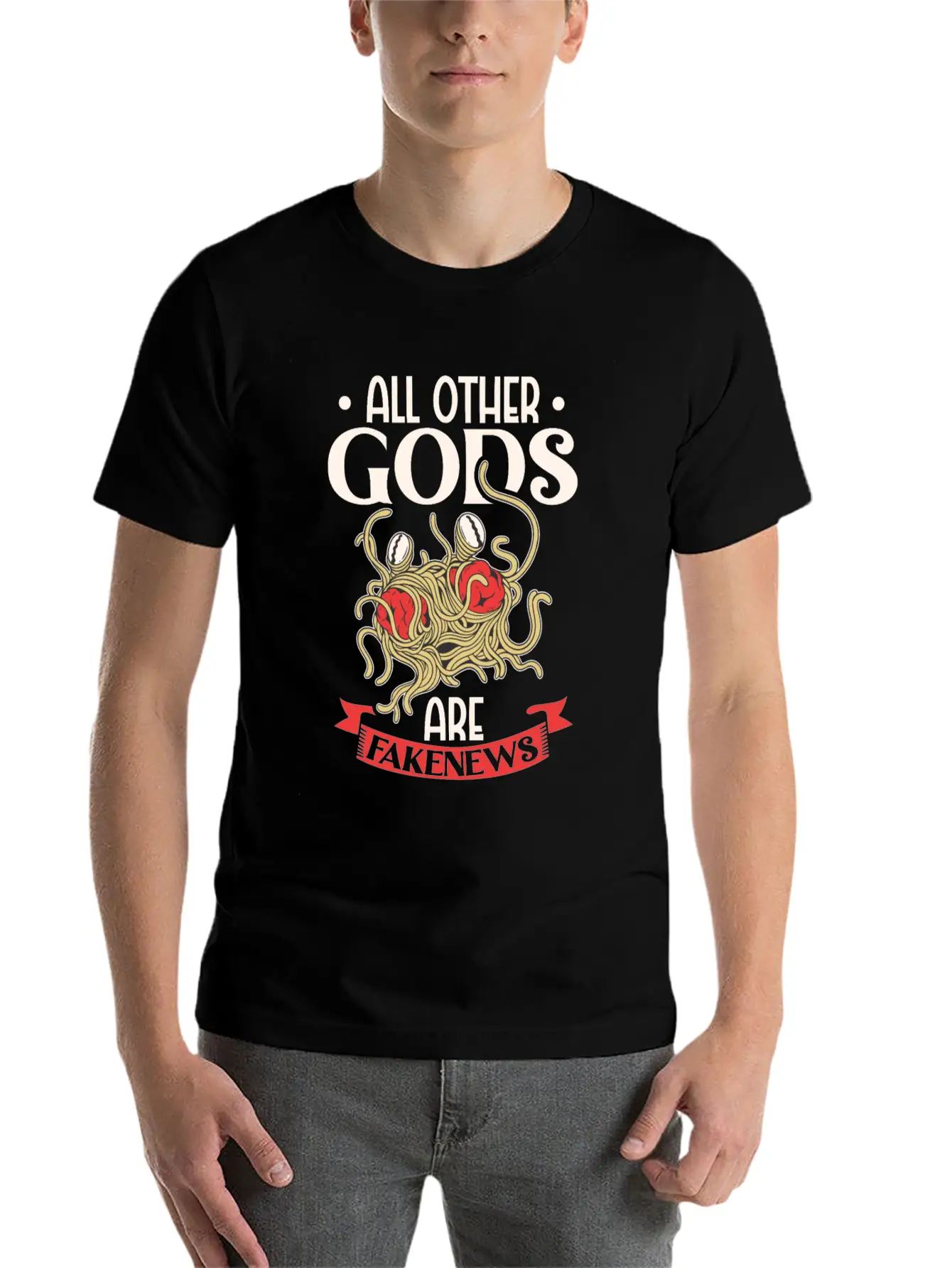 Atheist Atheism Flying Spaghetti Pastafarianism Timeless Short Sleeve Tee – Comfy And Minimalist Design