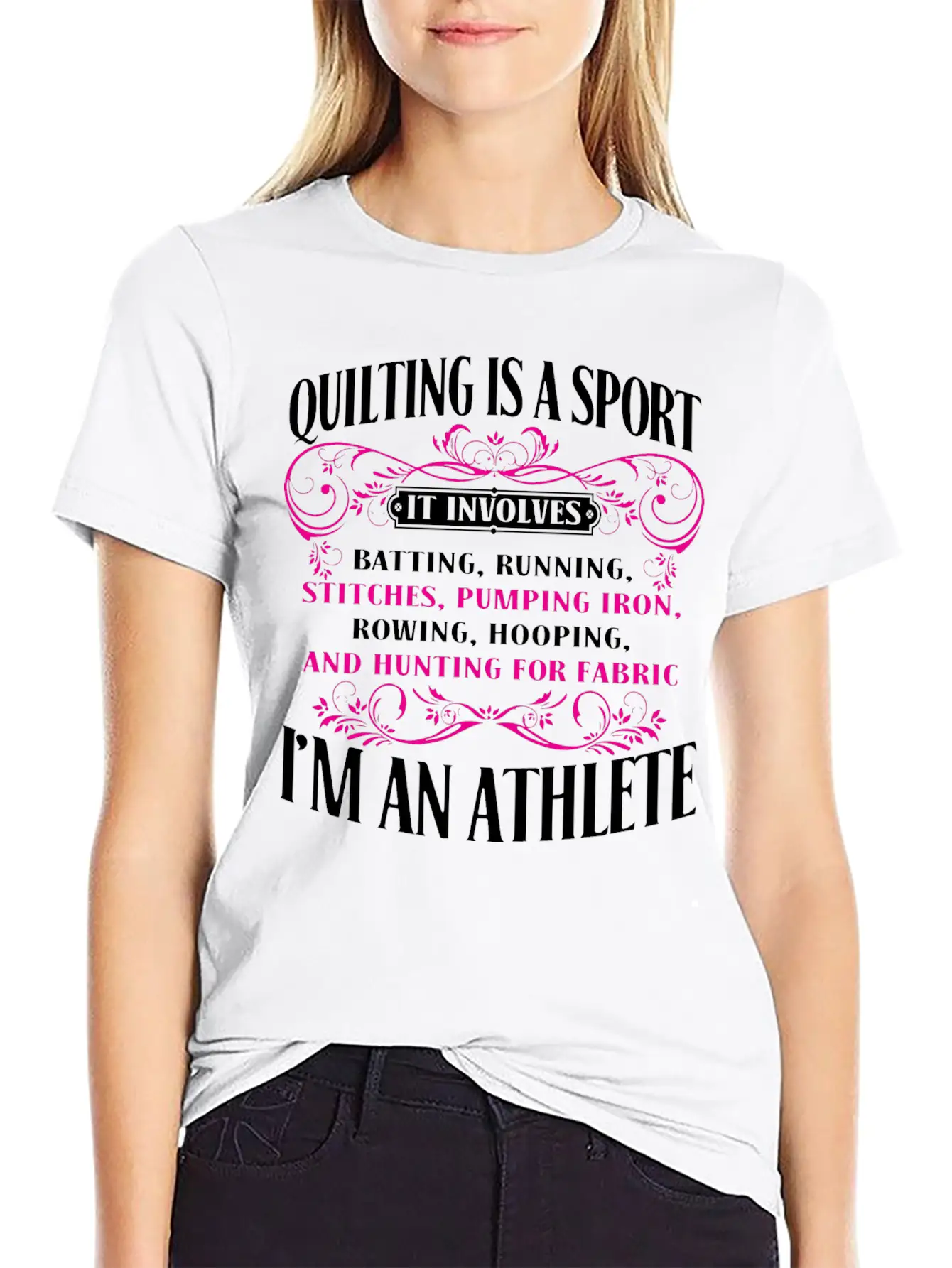 Athlete - Athlete - Quilting Is A Sport I'm An A Basic Graphic T-Shirt – Daily Comfort In Soft Cotton