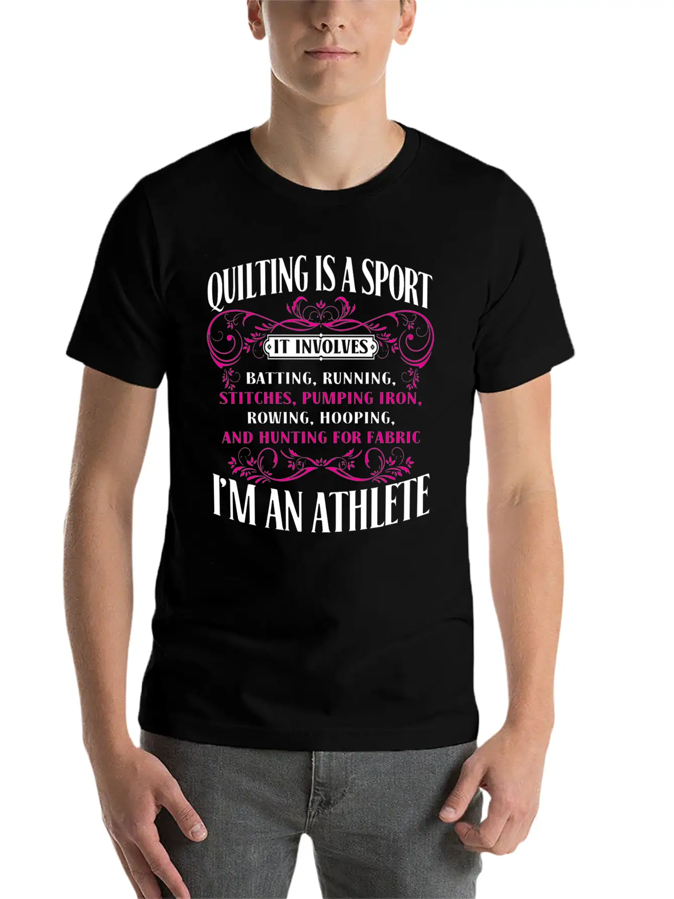 Athlete - Athlete - Quilting Is A Sport I'm An A Basic Graphic T-Shirt – Daily Comfort In Soft Cotton