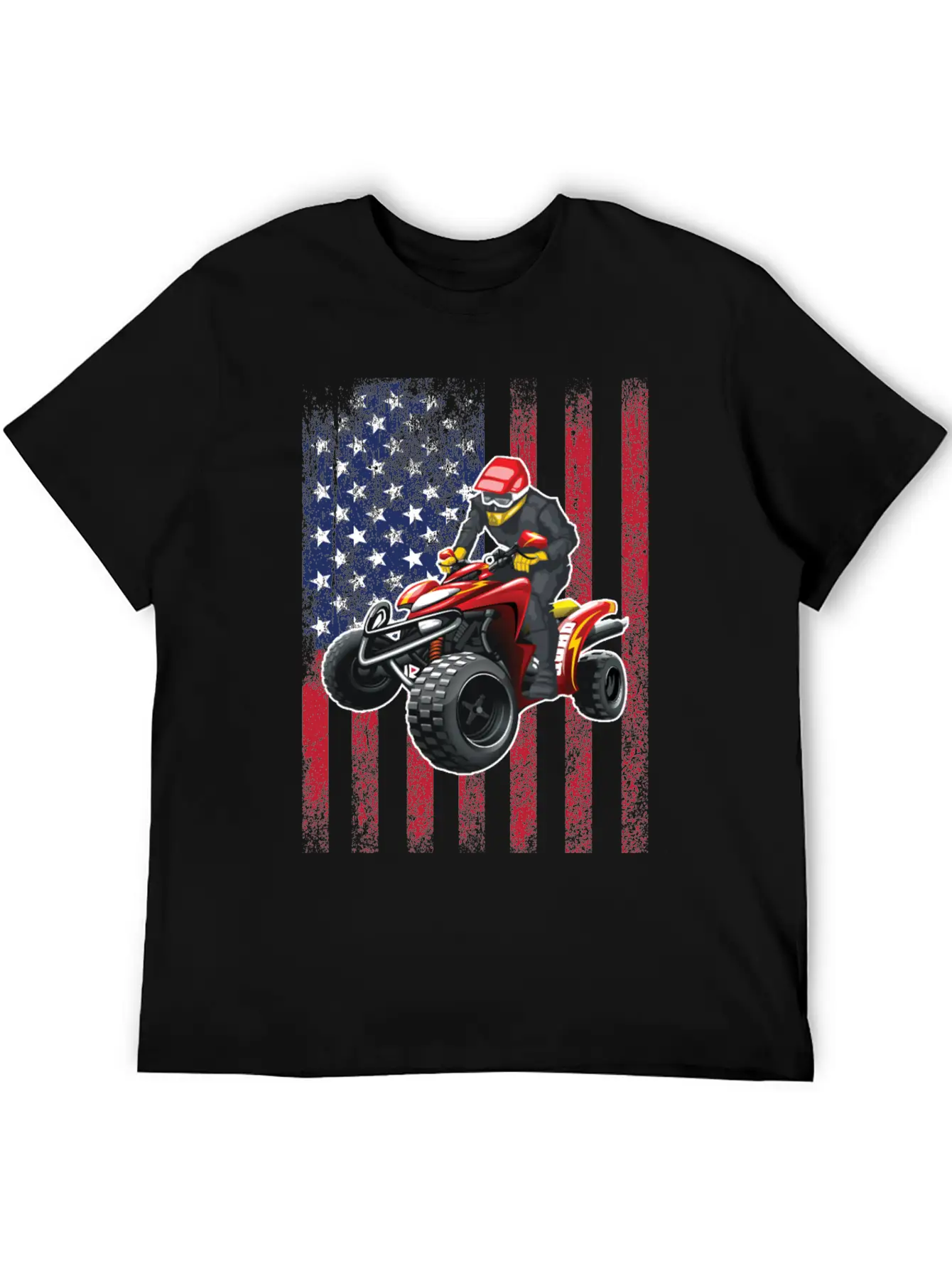 ATV Quad Biking USA Flag Design Unisex Short Sleeve Soft Cotton T-Shirt – Casual Everyday Wear