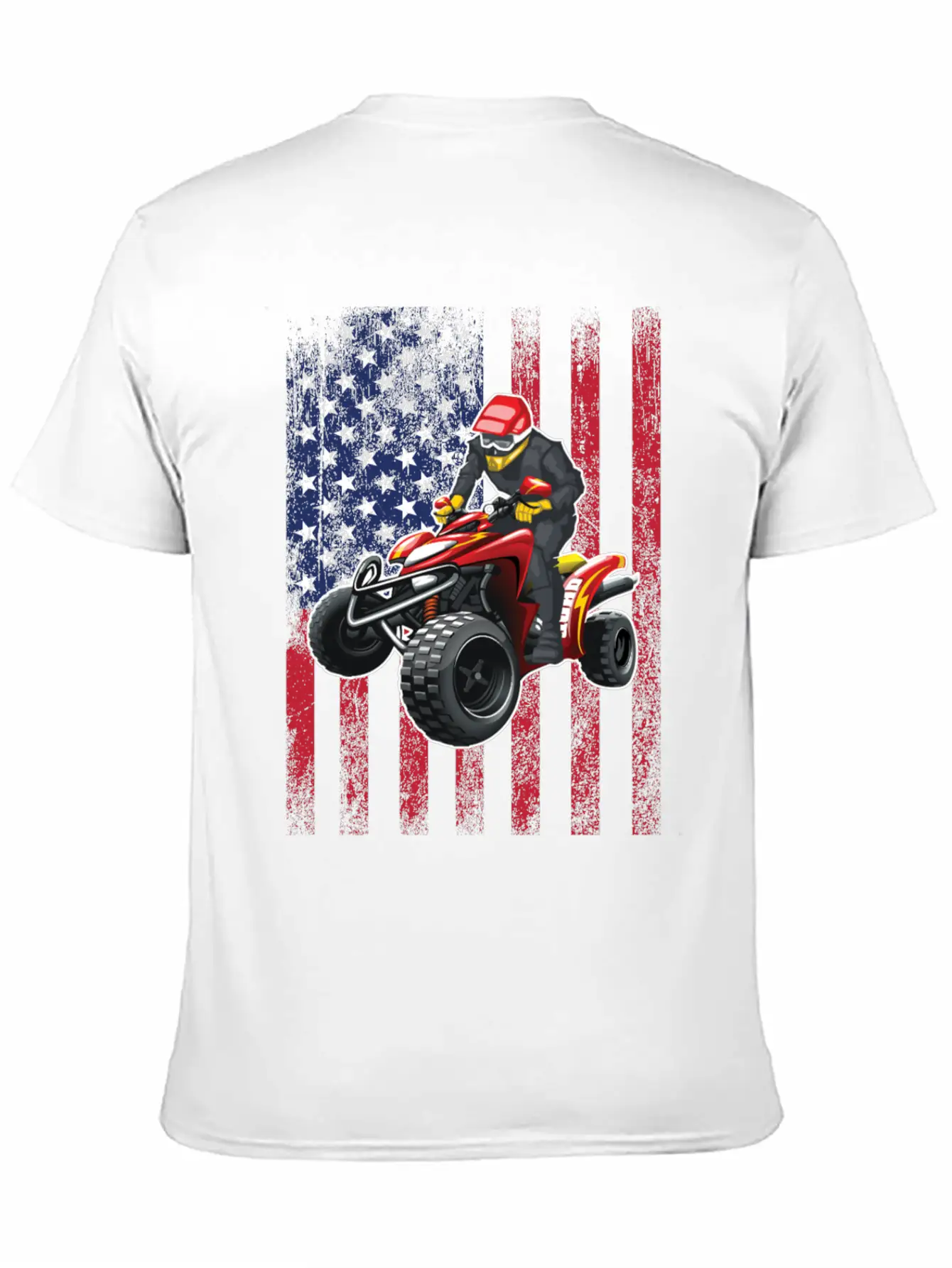 ATV Quad Biking USA Flag Design Unisex Short Sleeve Soft Cotton T-Shirt – Casual Everyday Wear