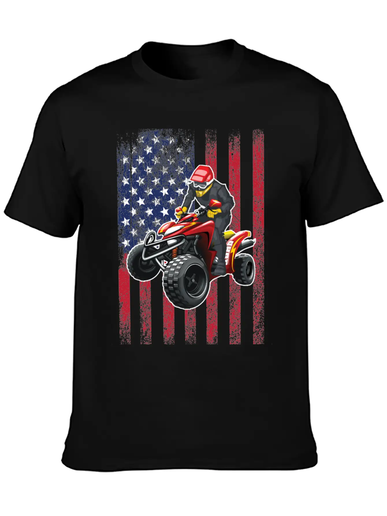 ATV Quad Biking USA Flag Design Unisex Short Sleeve Soft Cotton T-Shirt – Casual Everyday Wear