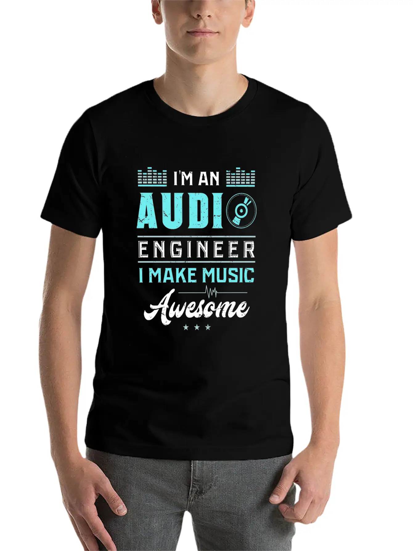 AUDIO ENGINEER: Awesome Music Stylish Everyday T-Shirt – Unisex Basic Cotton Tee