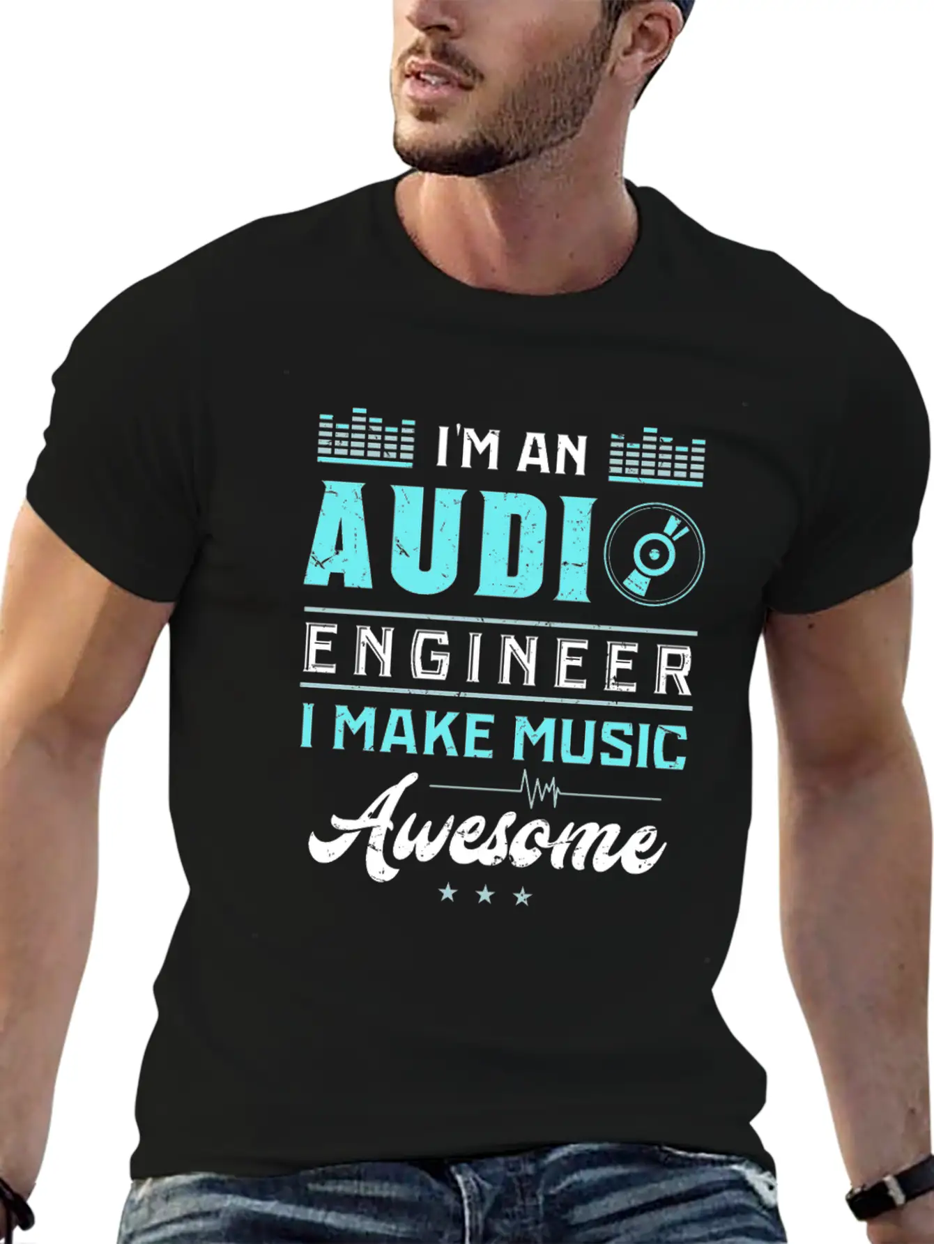 AUDIO ENGINEER: Awesome Music Stylish Everyday T-Shirt – Unisex Basic Cotton Tee