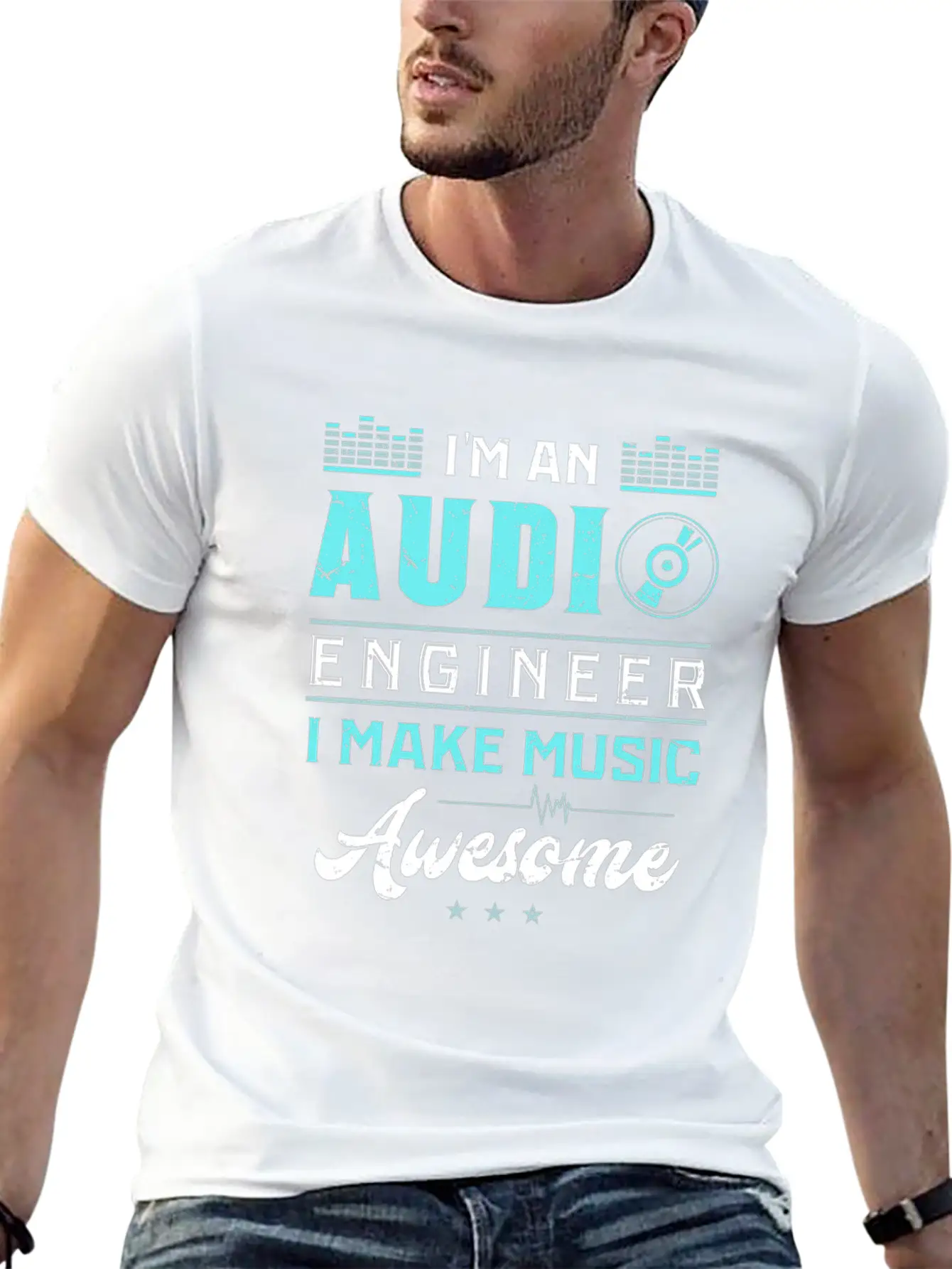 AUDIO ENGINEER: Awesome Music Stylish Everyday T-Shirt – Unisex Basic Cotton Tee