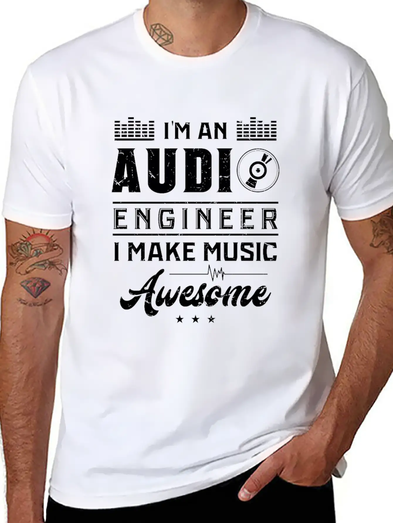 AUDIO ENGINEER: Awesome Music Timeless Short Sleeve Tee – Comfy And Minimalist Design