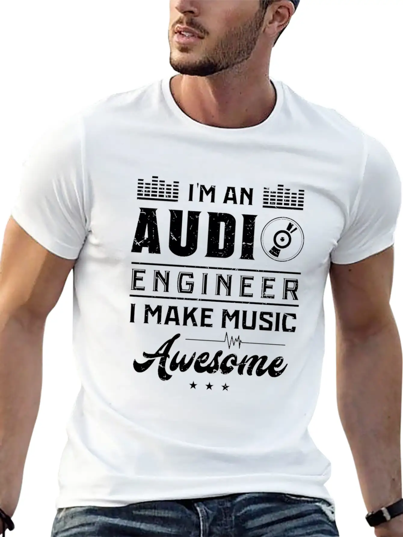 AUDIO ENGINEER: Awesome Music Timeless Short Sleeve Tee – Comfy And Minimalist Design
