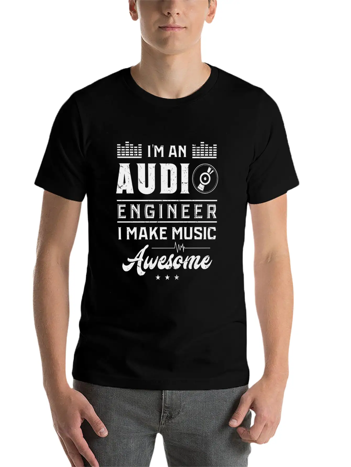 AUDIO ENGINEER: Awesome Music Timeless Short Sleeve Tee – Comfy And Minimalist Design