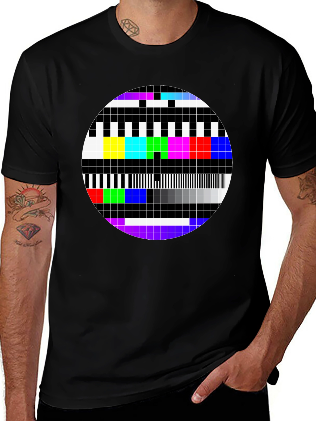 Retro TV Test Pattern Graphic Tee - Classic Design