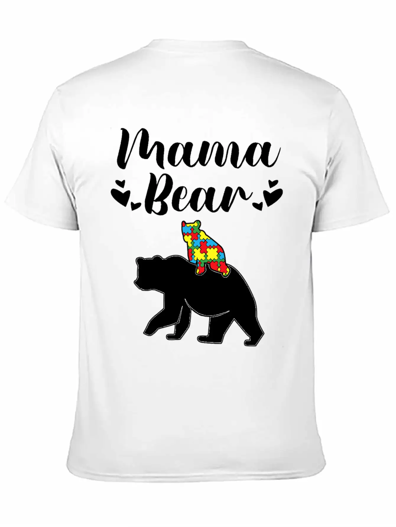 Autism Awareness Mama Bear Proud Autistic Mom Love Unisex Short Sleeve Soft Cotton T-Shirt – Casual Everyday Wear