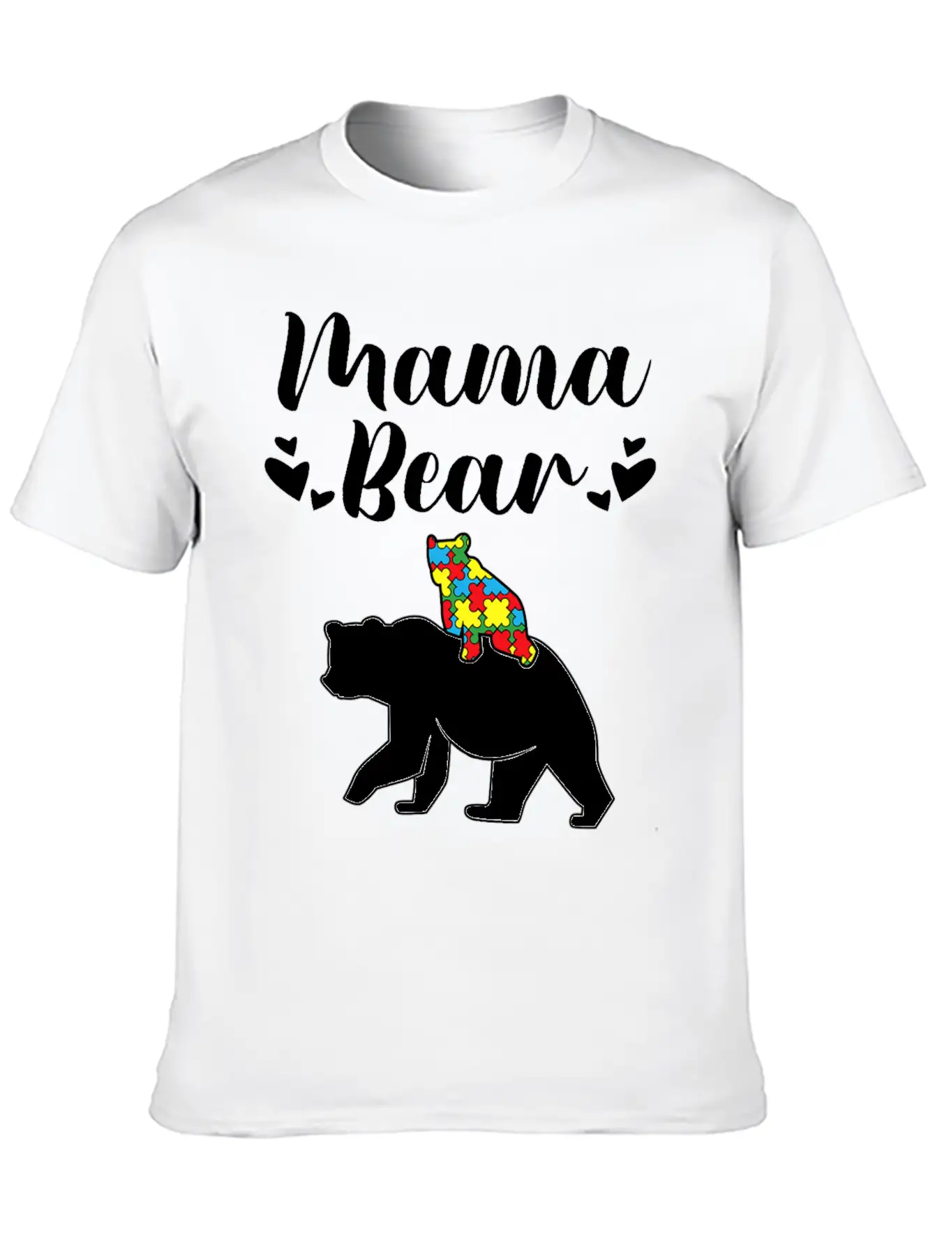 Autism Awareness Mama Bear Proud Autistic Mom Love Unisex Short Sleeve Soft Cotton T-Shirt – Casual Everyday Wear