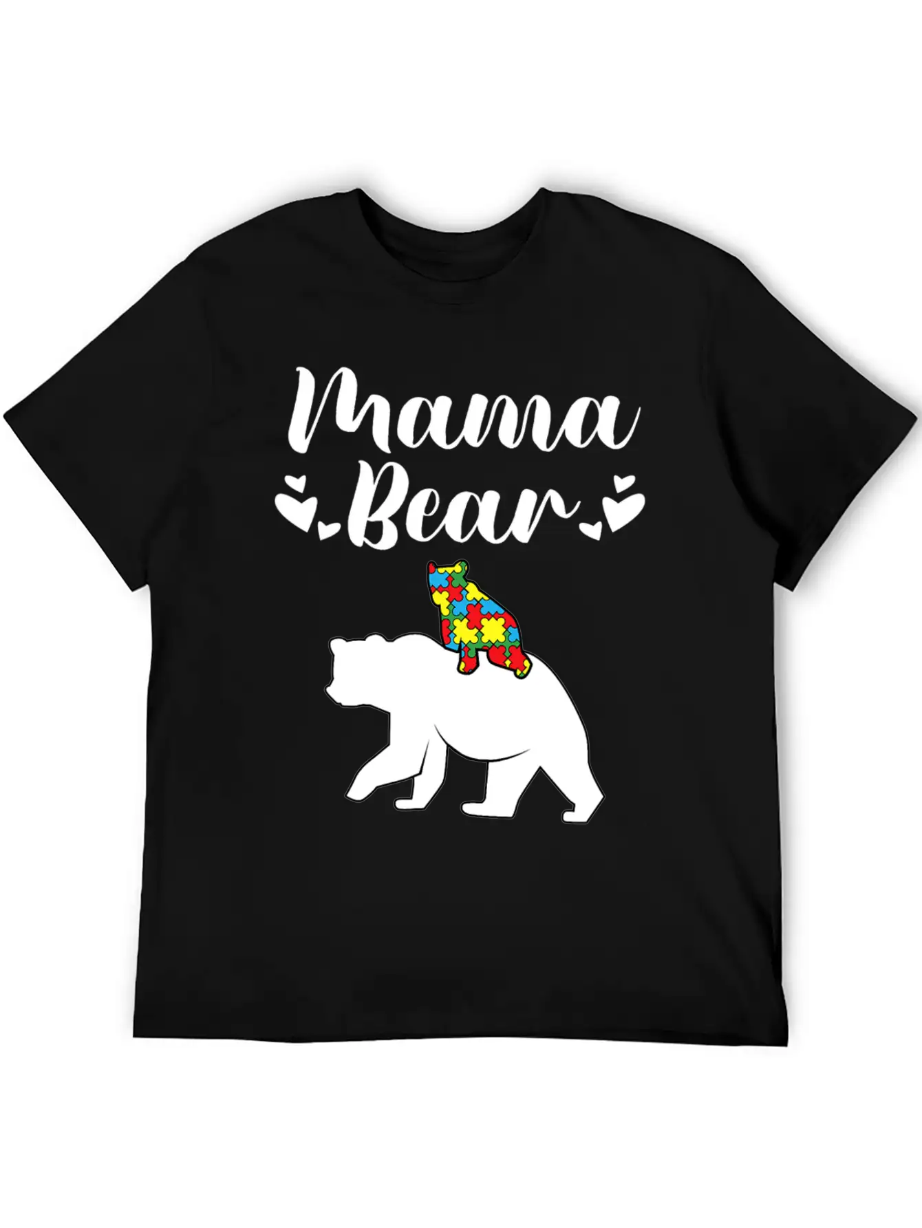 Autism Awareness Mama Bear Proud Autistic Mom Love Unisex Short Sleeve Soft Cotton T-Shirt – Casual Everyday Wear