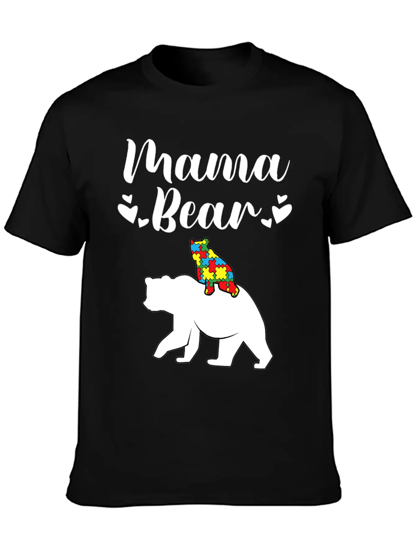 Autism Awareness Mama Bear Proud Autistic Mom Love Unisex Short Sleeve Soft Cotton T-Shirt – Casual Everyday Wear
