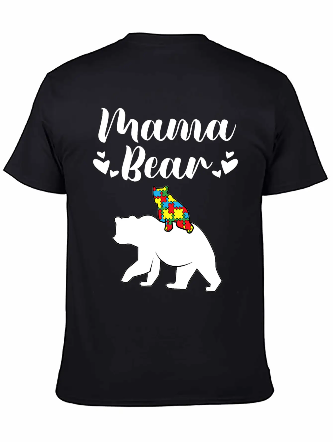 Autism Awareness Mama Bear Proud Autistic Mom Love Unisex Short Sleeve Soft Cotton T-Shirt – Casual Everyday Wear